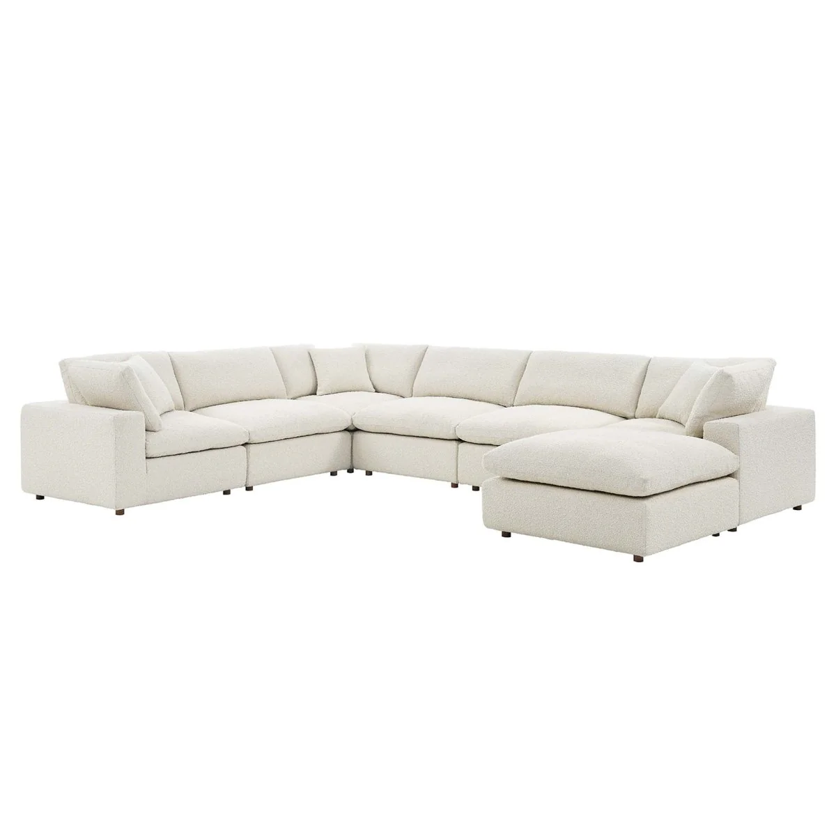 159 Inch Down Filled Overstuffed Boucle 7-Piece Sectional Sofa