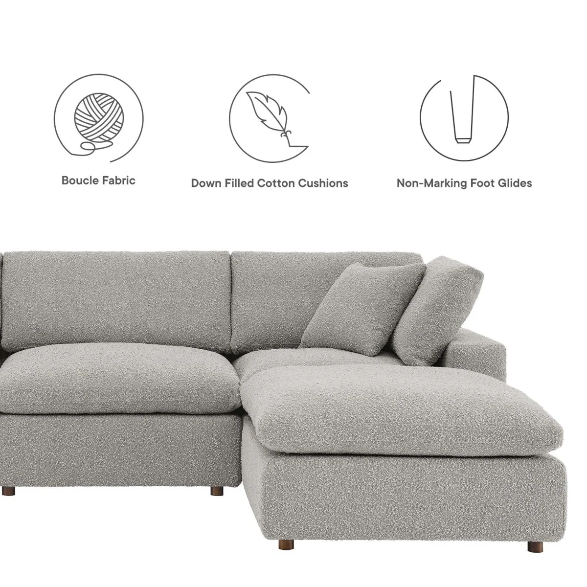159 Inch Down Filled Overstuffed Boucle 7-Piece Sectional Sofa - Image 12