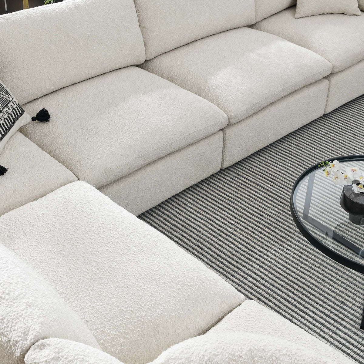 159 Inch Down Filled Overstuffed Boucle Fabric 6-Piece Sectional Sofa - Image 3