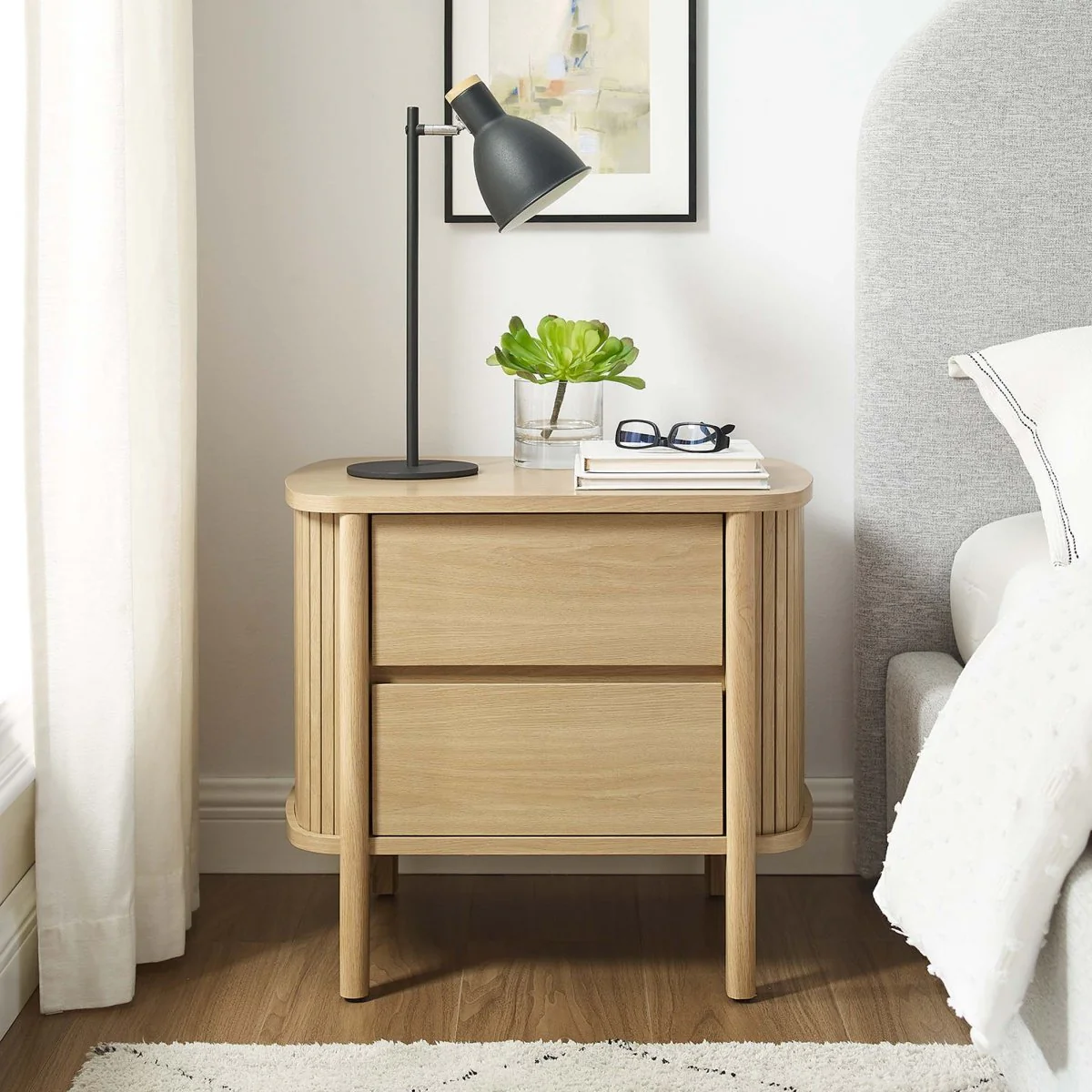 16" Modern Fluted 2 Drawer Nightstand - Image 15