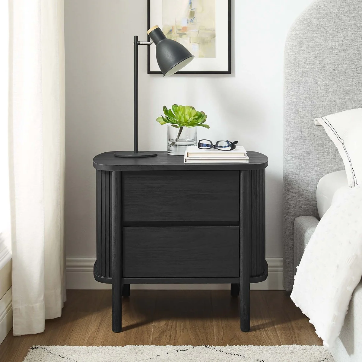 16" Modern Fluted 2 Drawer Nightstand - Image 4