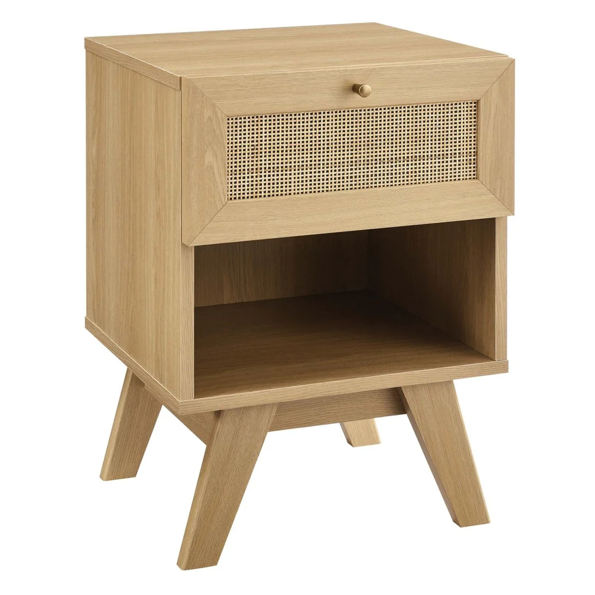 16" Modern Rattan 1 Drawer Nightstand