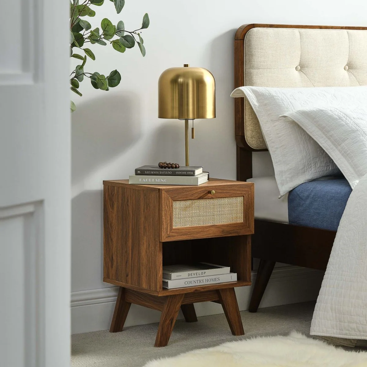 16" Modern Rattan 1 Drawer Nightstand - Image 14