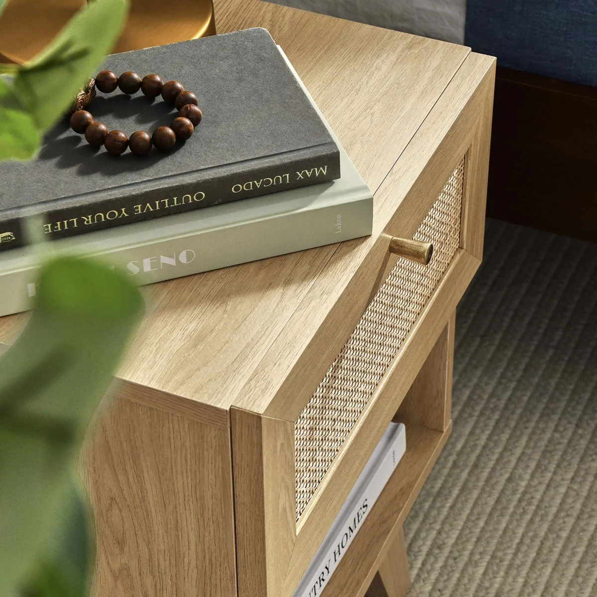 16" Modern Rattan 1 Drawer Nightstand - Image 3
