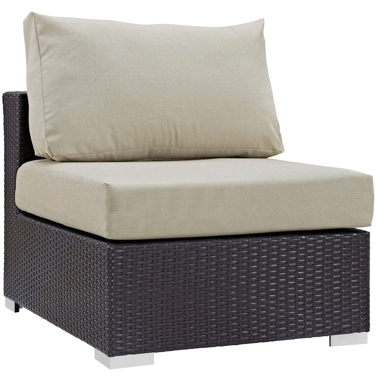 163" 7-Piece Beige Cushions Espresso Wicker Outdoor Patio Sectional Set - Image 2