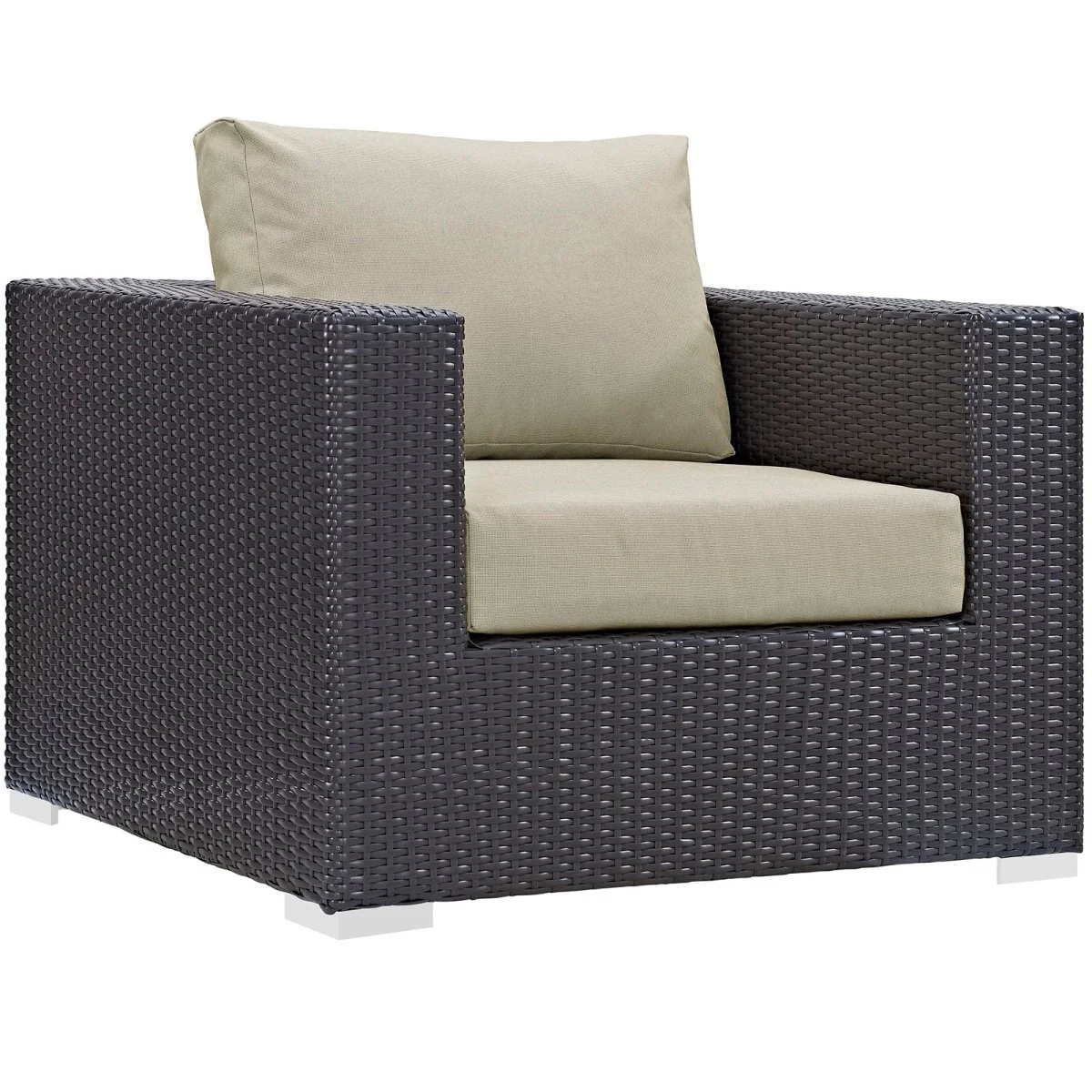 163" 7-Piece Beige Cushions Espresso Wicker Outdoor Patio Sectional Set - Image 3