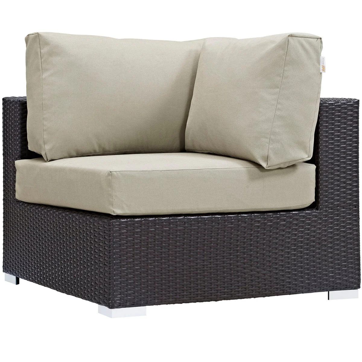 163" 7-Piece Beige Cushions Espresso Wicker Outdoor Patio Sectional Set - Image 7