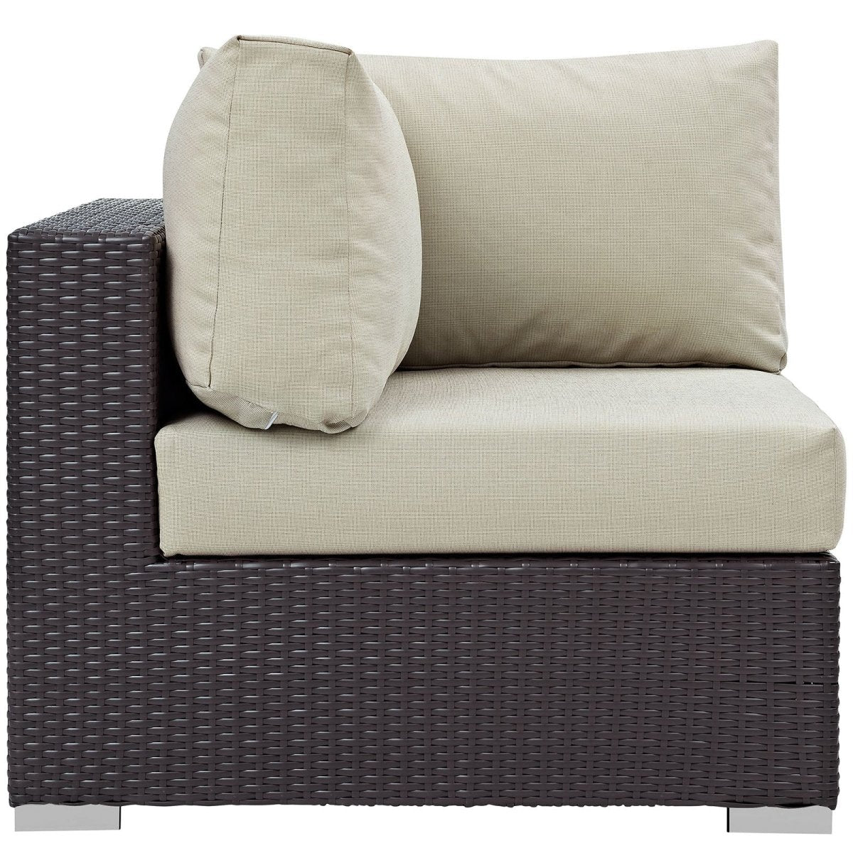 163" 7-Piece Beige Cushions Espresso Wicker Outdoor Patio Sectional Set - Image 9