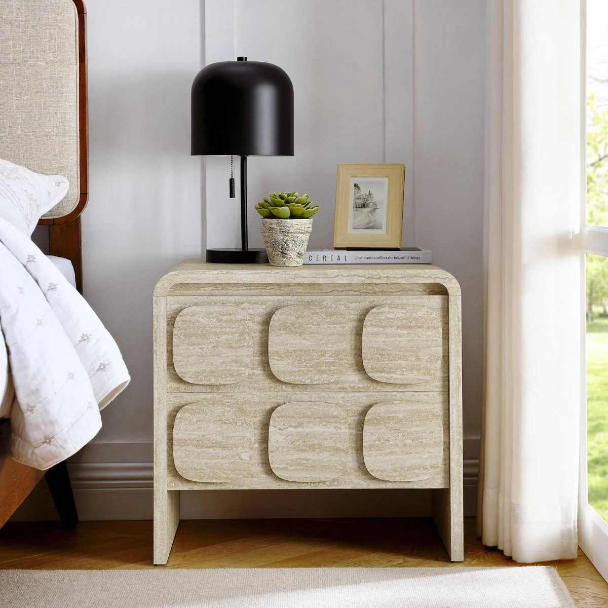 17" Modern Patterned 2 Drawer Nightstand - Image 20
