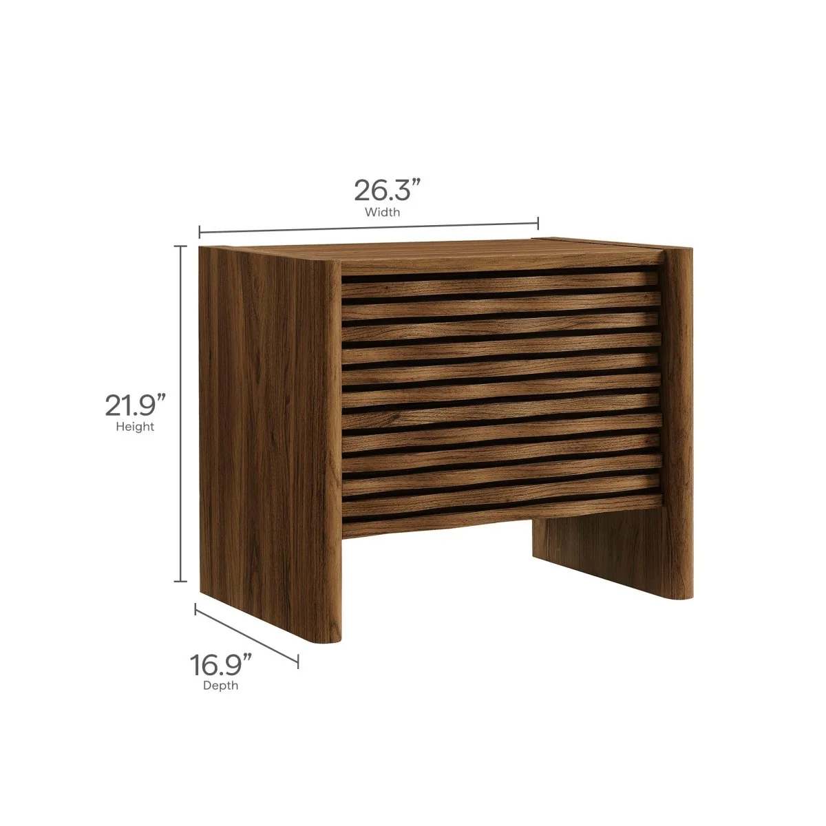 17" Modern Wave Front 2 Drawer Nightstand - Image 3