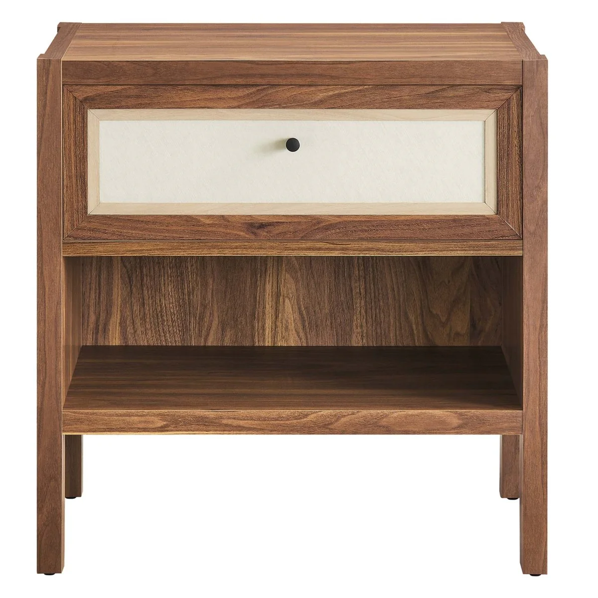 18" Mid Century Wood Nightstand with Drawer and Shelf - Image 5