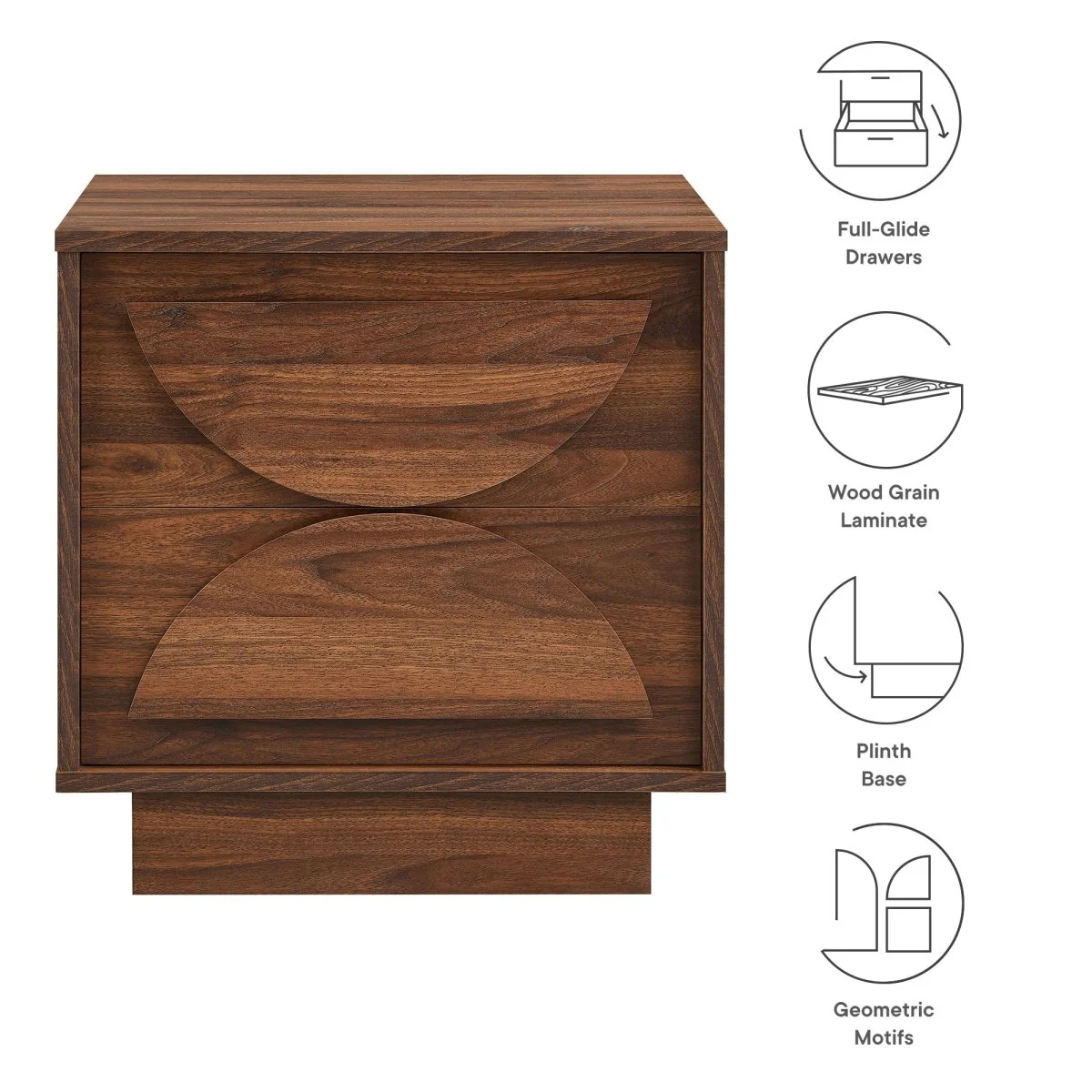 18" Modern Circle Pattern 2 Drawer Nightstand - Image 2