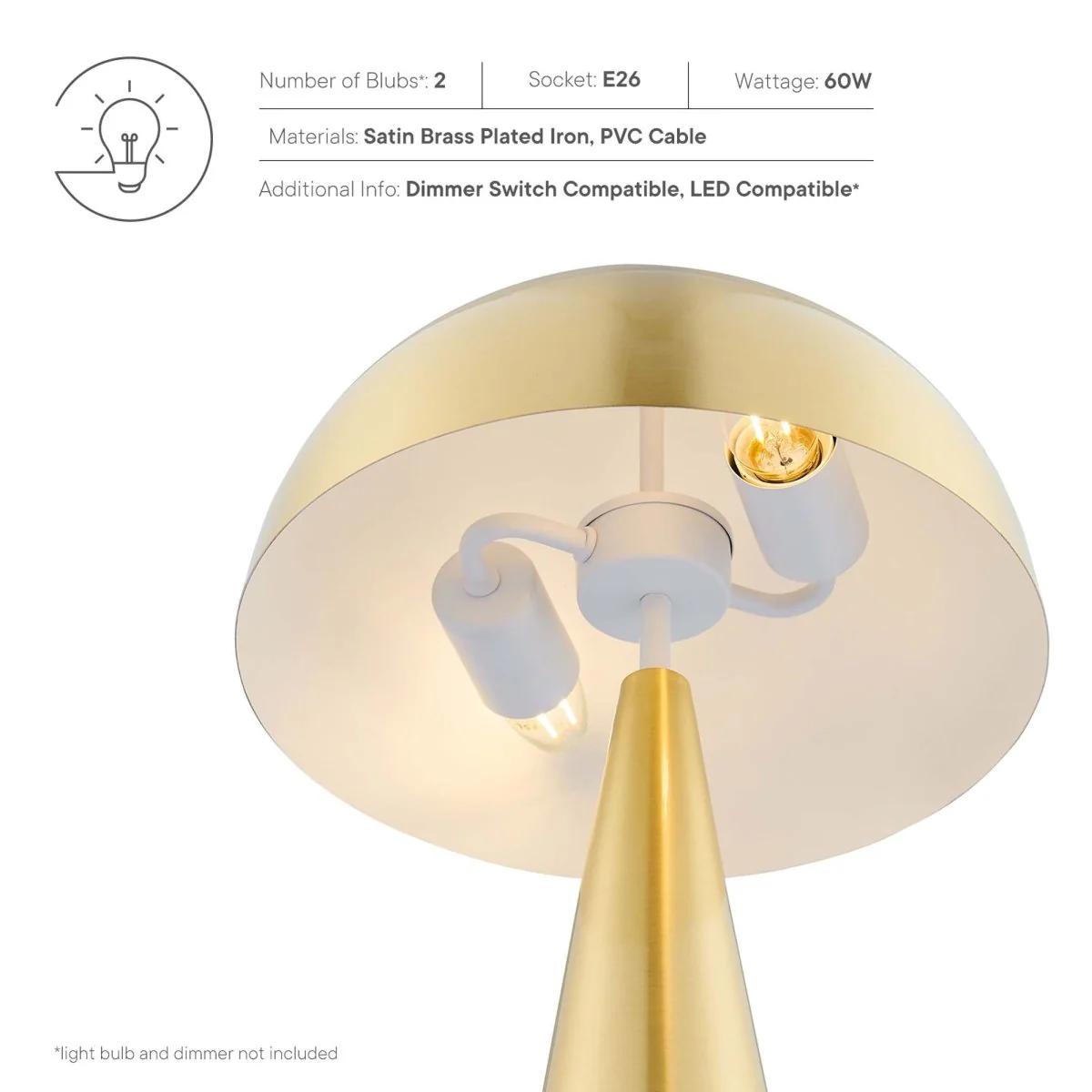 18" Two-Light Metal Table Lamp for Living Room, Bedside and Desk Lighting - Image 12