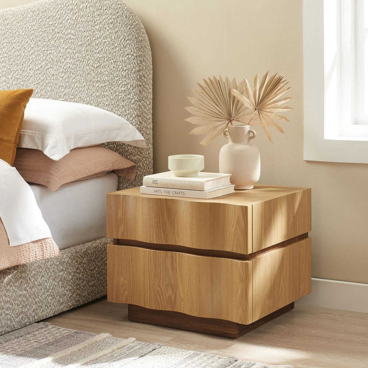 19" Modern Wave Front 2 Drawer Nightstand - Image 9