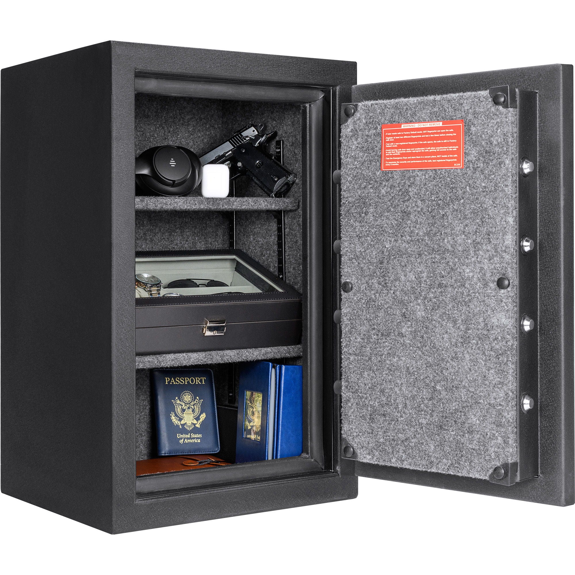 2.02 Cubic Ft Biometric Keypad Fire Resistant Safe - Black - Image 7