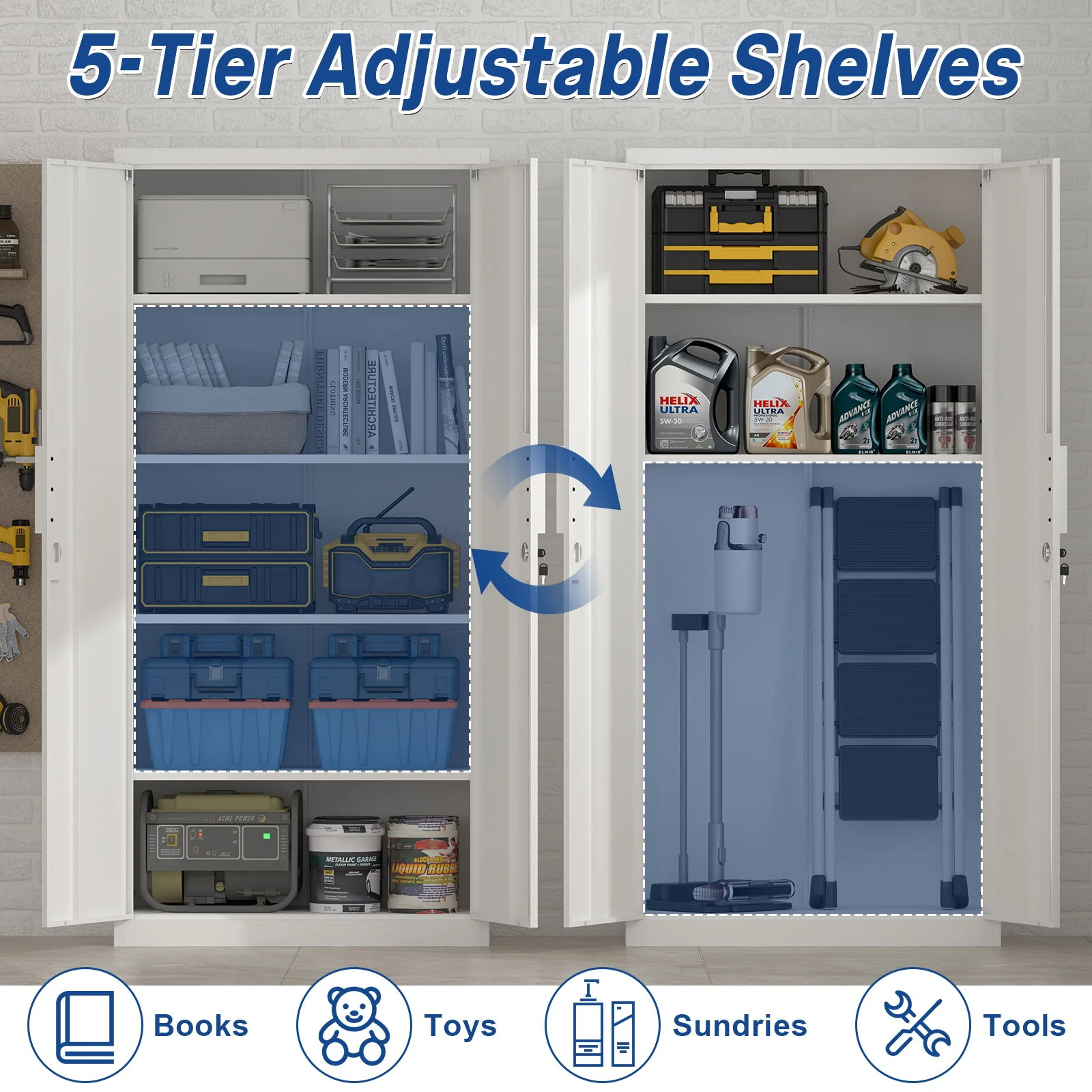2 Door File Cabinet With Lock, 4 Adjustable Shelves, Heavy-Duty - Image 10