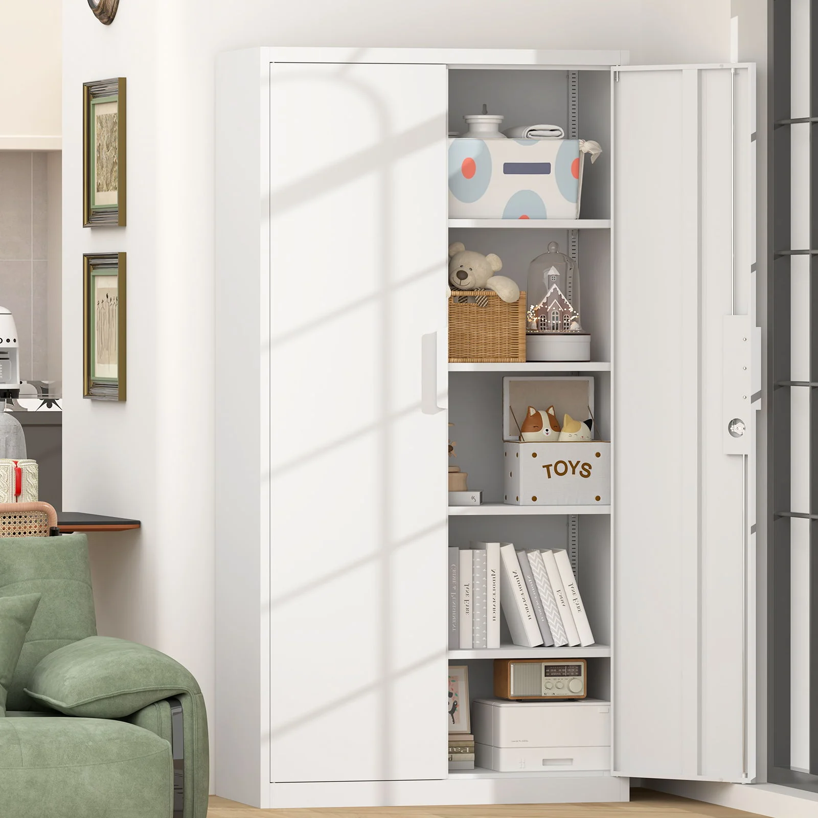 2 Door File Cabinet With Lock, 4 Adjustable Shelves, Heavy-Duty - Image 15