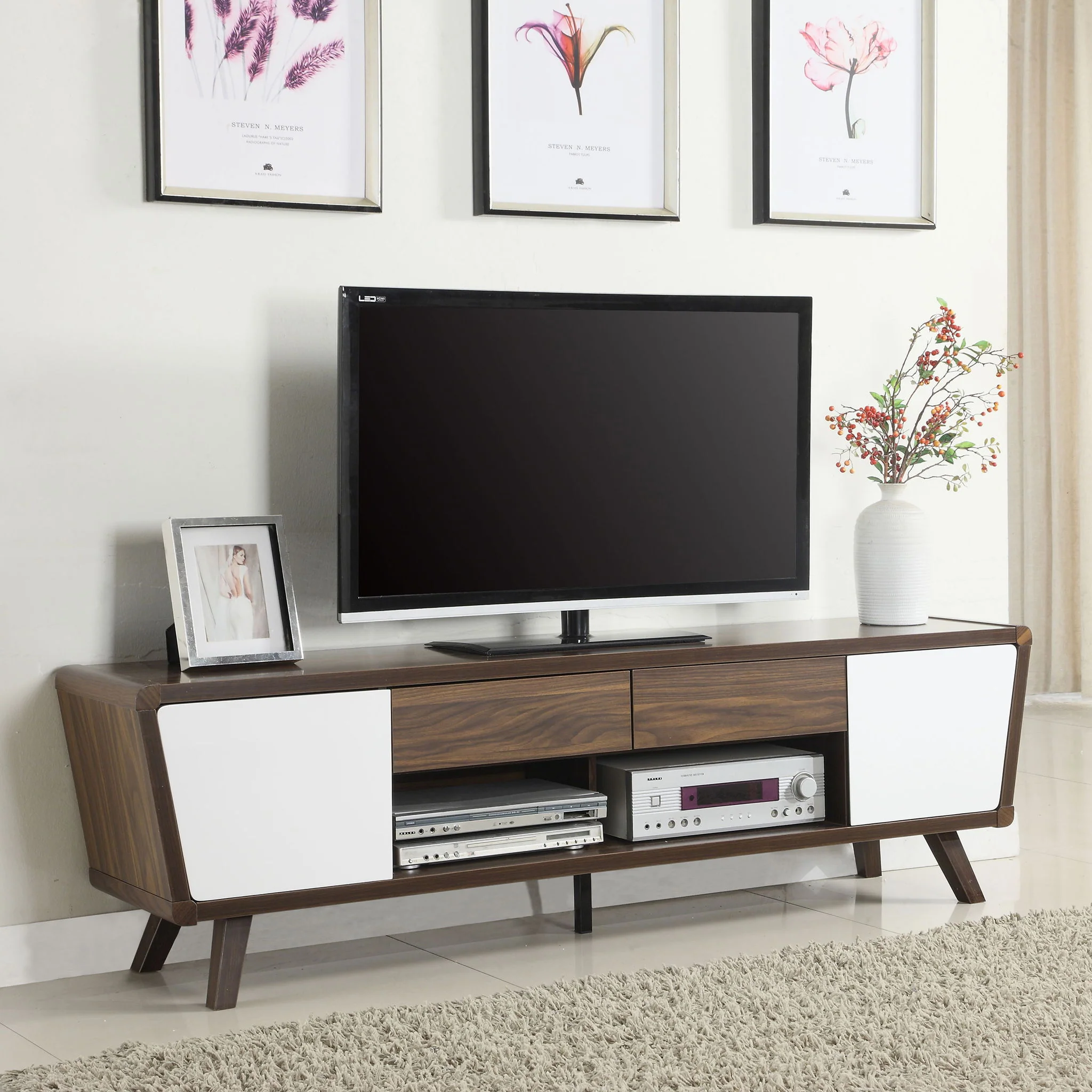 2 Door TV Console With Storage - Walnut - Image 4