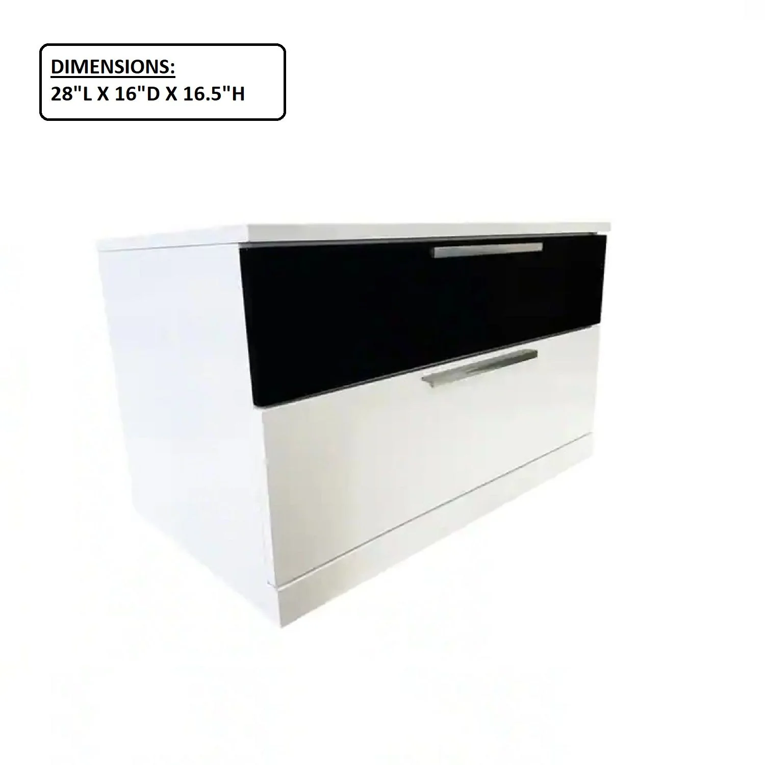 2 Drawer Nightstand, Bedside Table - White / Black - Image 7