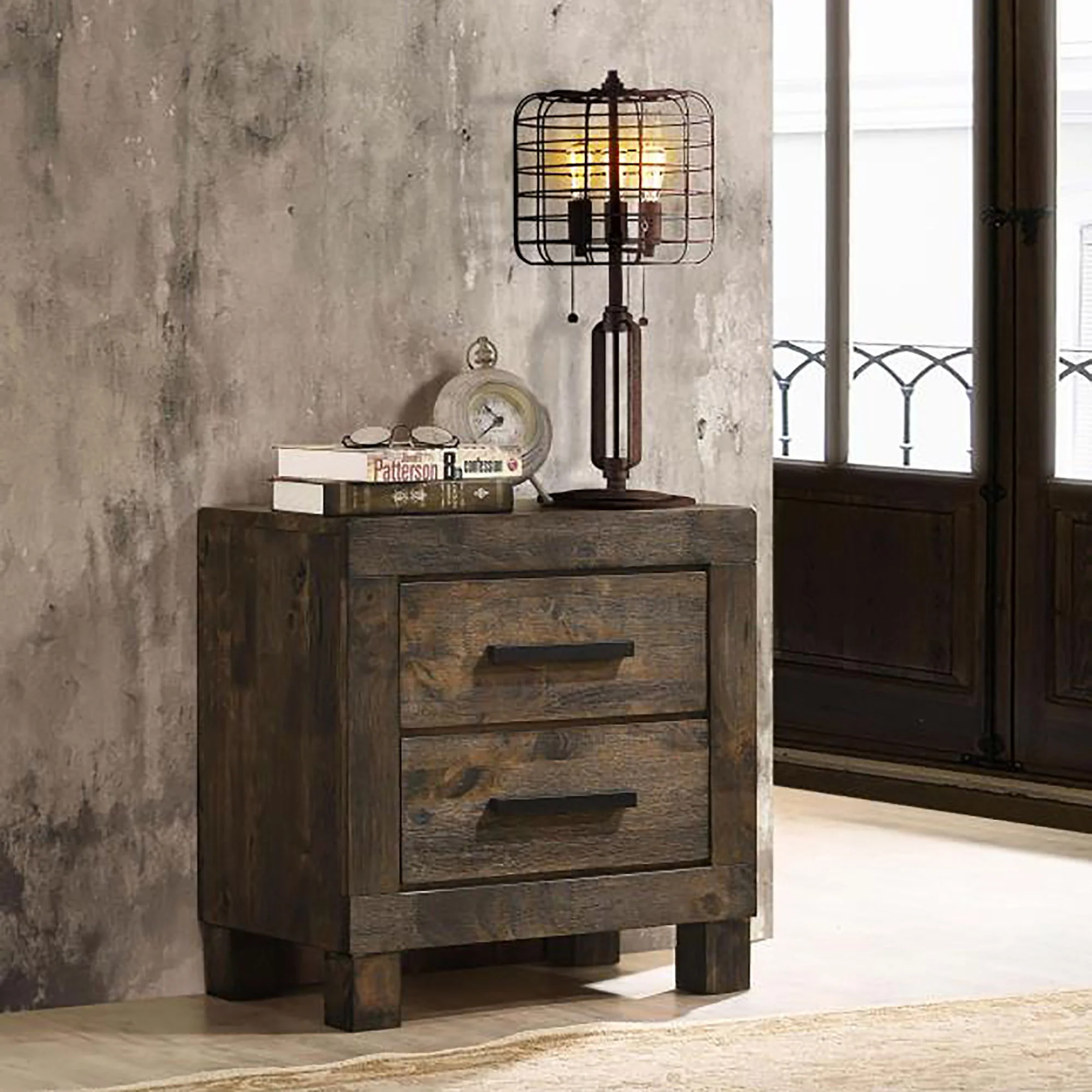 2 Drawer Nightstand - Brown Wood - Image 8