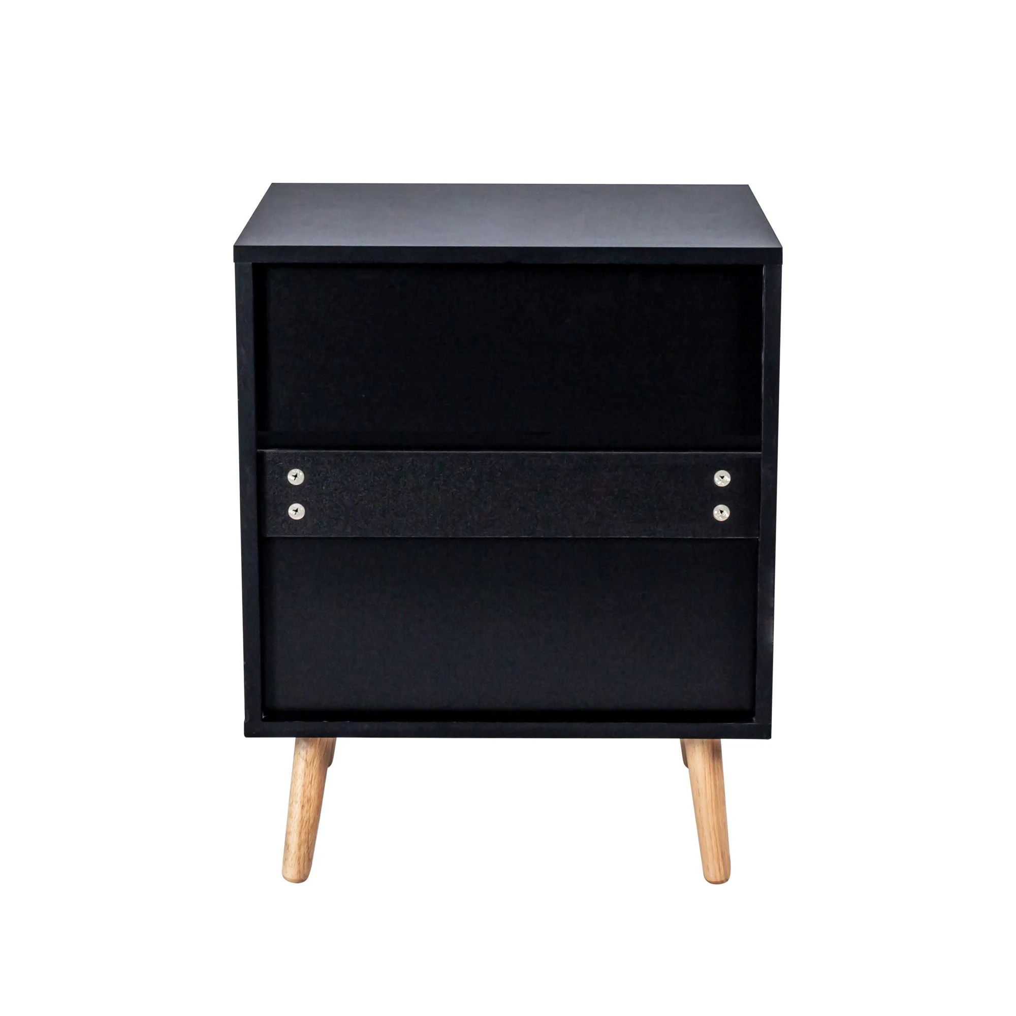2 Drawer Rattan Nightstand For Bedroom And Living Room, End Table, Side Table With 2 Hand Made Rattan Decorated Drawers - Black - Image 6