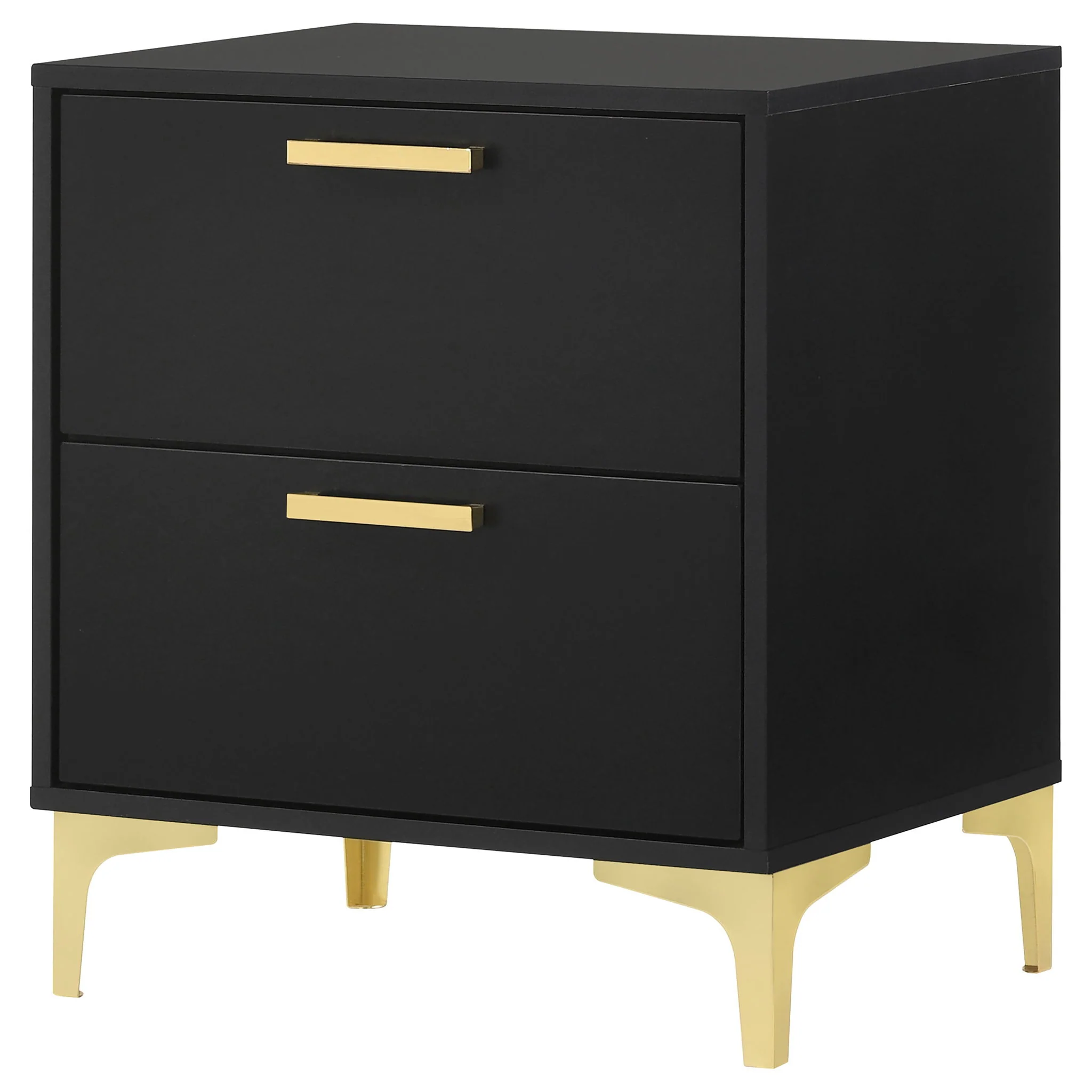 2 Drawer Rectangular Nightstand - Black - Image 5