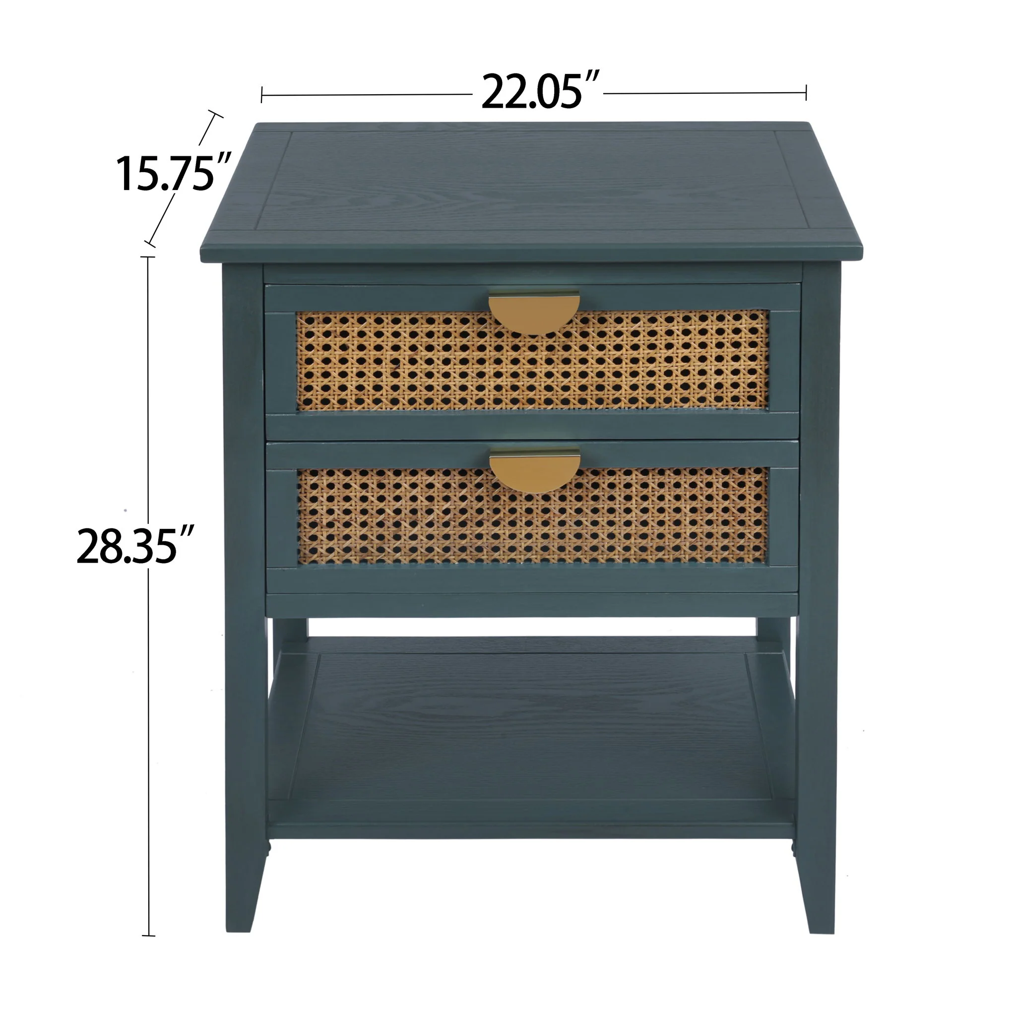 2 Drawer Side Table, Natural Rattan - Image 4
