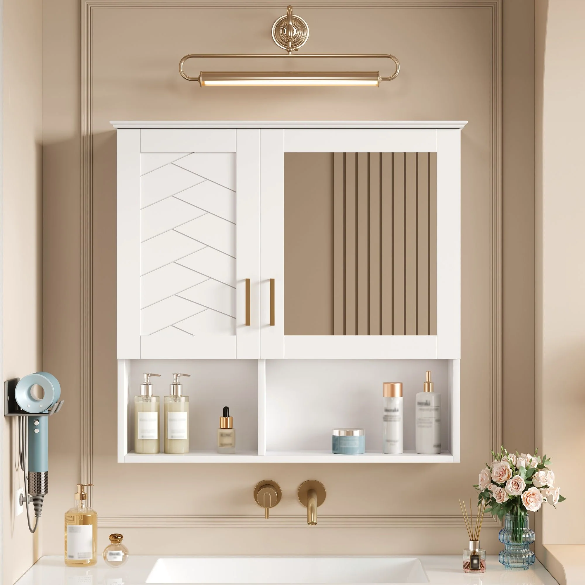 2 In 1 Wall-Mounted Mirror Cabinet With Adjustable Shelves, Soft-Close Doors, High-Definition Mirror & Storage - Image 11