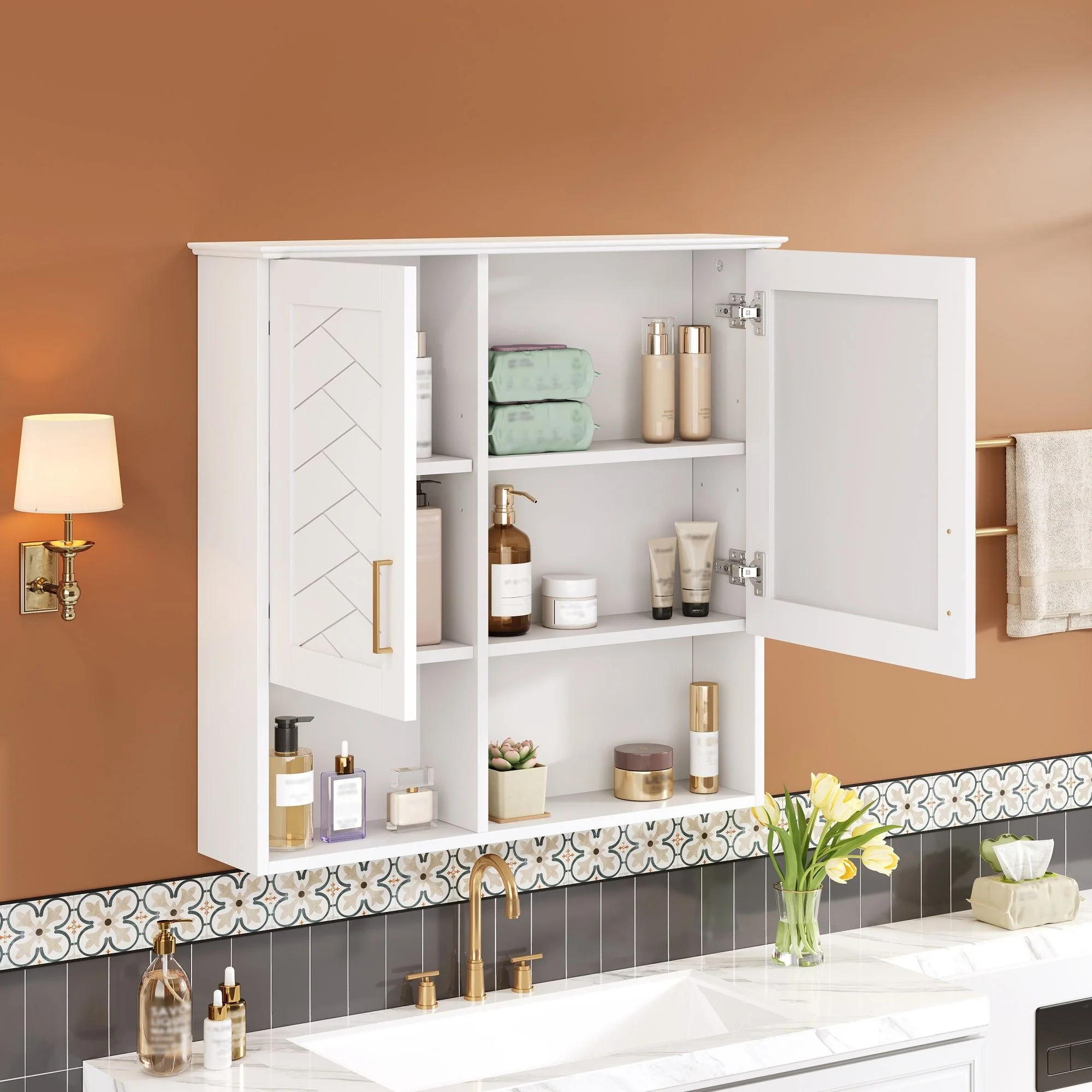 2 In 1 Wall-Mounted Mirror Cabinet With Adjustable Shelves, Soft-Close Doors, High-Definition Mirror & Storage - Image 21