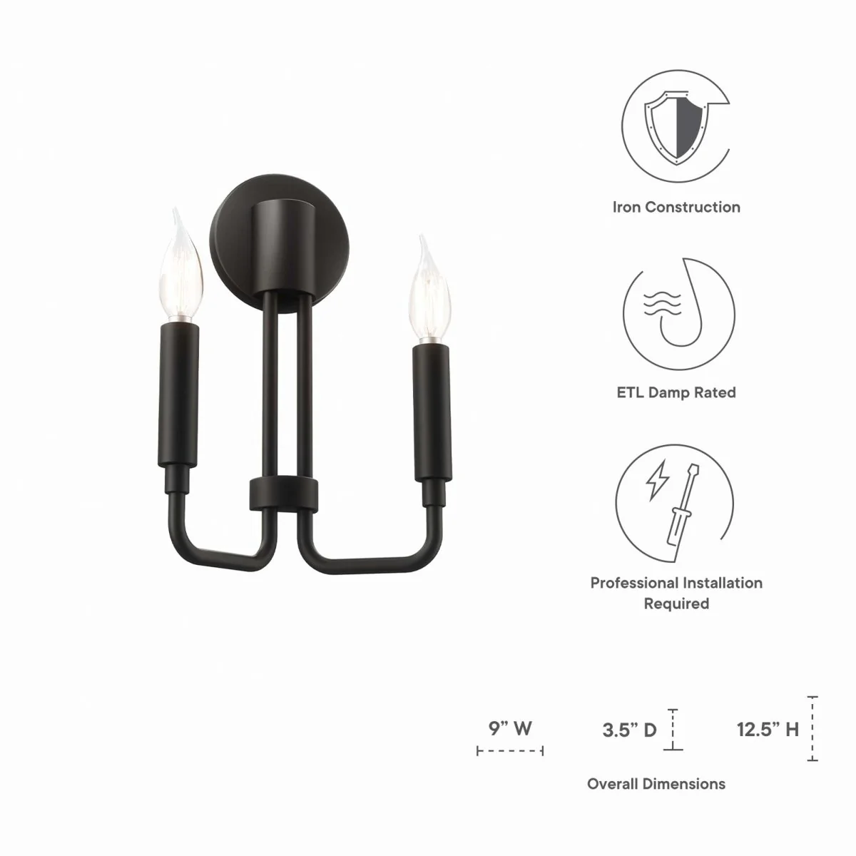 2-Light Double Arm Wall Sconce – Contemporary Wall-Mounted Lighting Fixture - Image 22