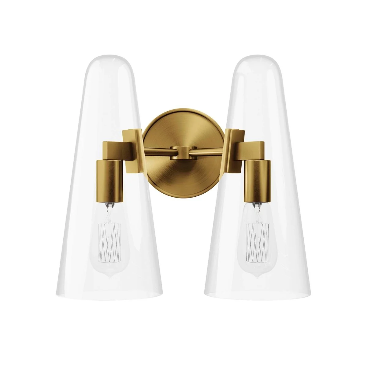 2-Light Double Glass Cone Wall Sconce – Modern Indoor Vanity & Hallway Lighting Fixture - Image 7
