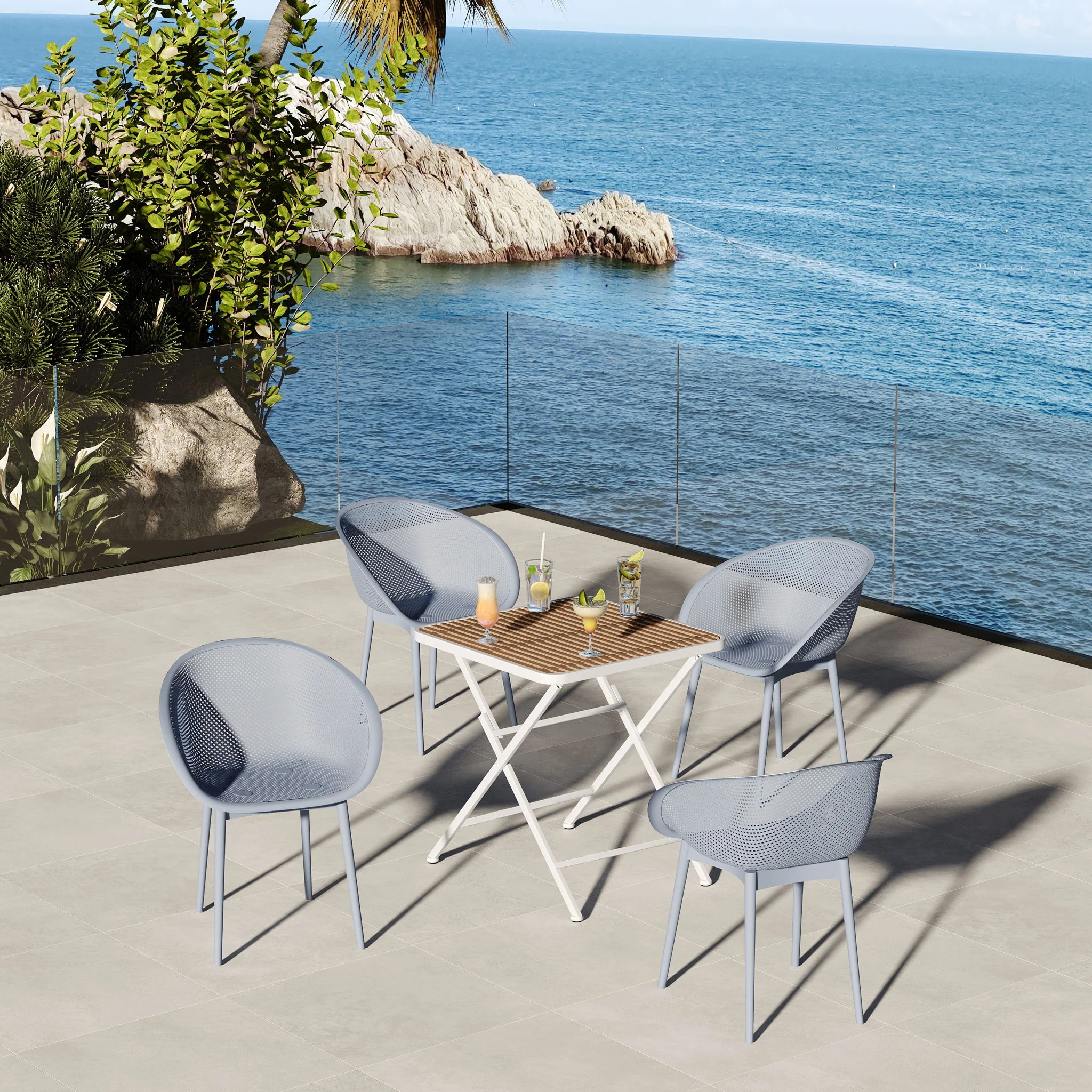 2 Pack Lounge Chair Set & Folding Square Table - Image 20