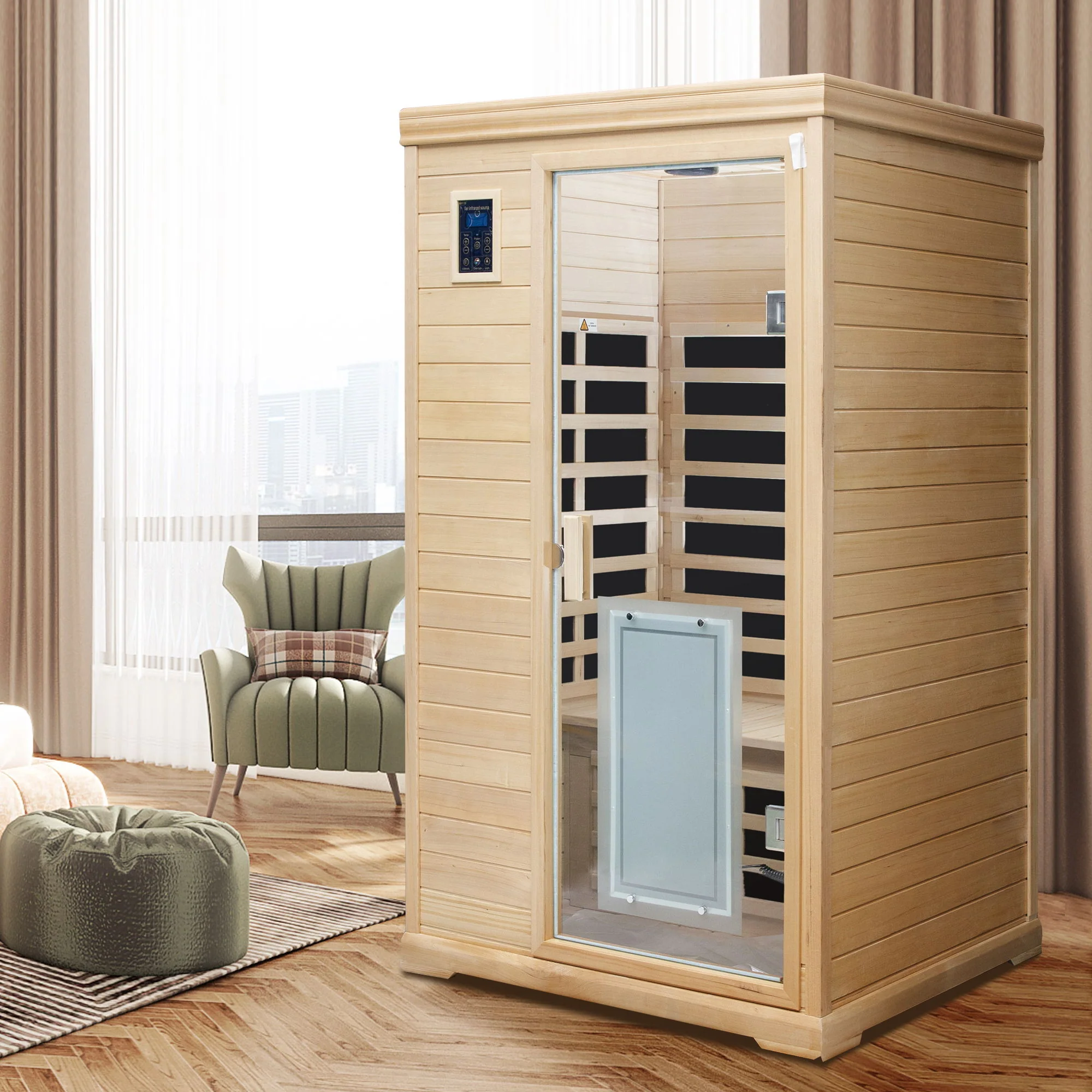 2 Person Far Infrared Hemlock Indoor Sauna Room - Natural - Image 3