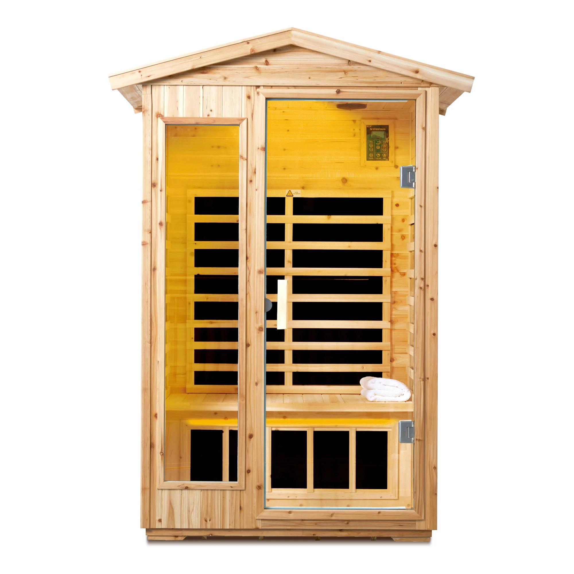 2 Person Far Infrared Old Fir Outdoor Sauna Room - Natural - Image 9