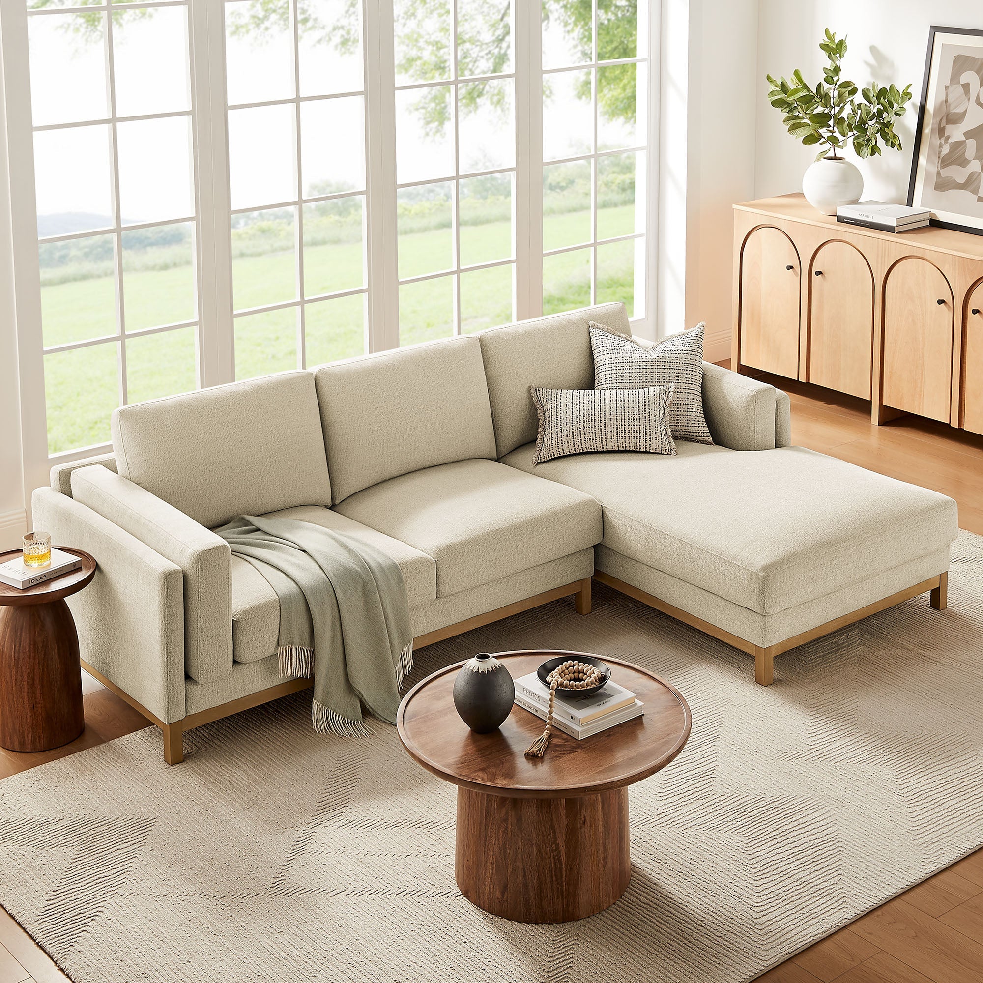 2 Piece 102" Right-Facing Fabric Sectional Sofa with Chaise - Image 4