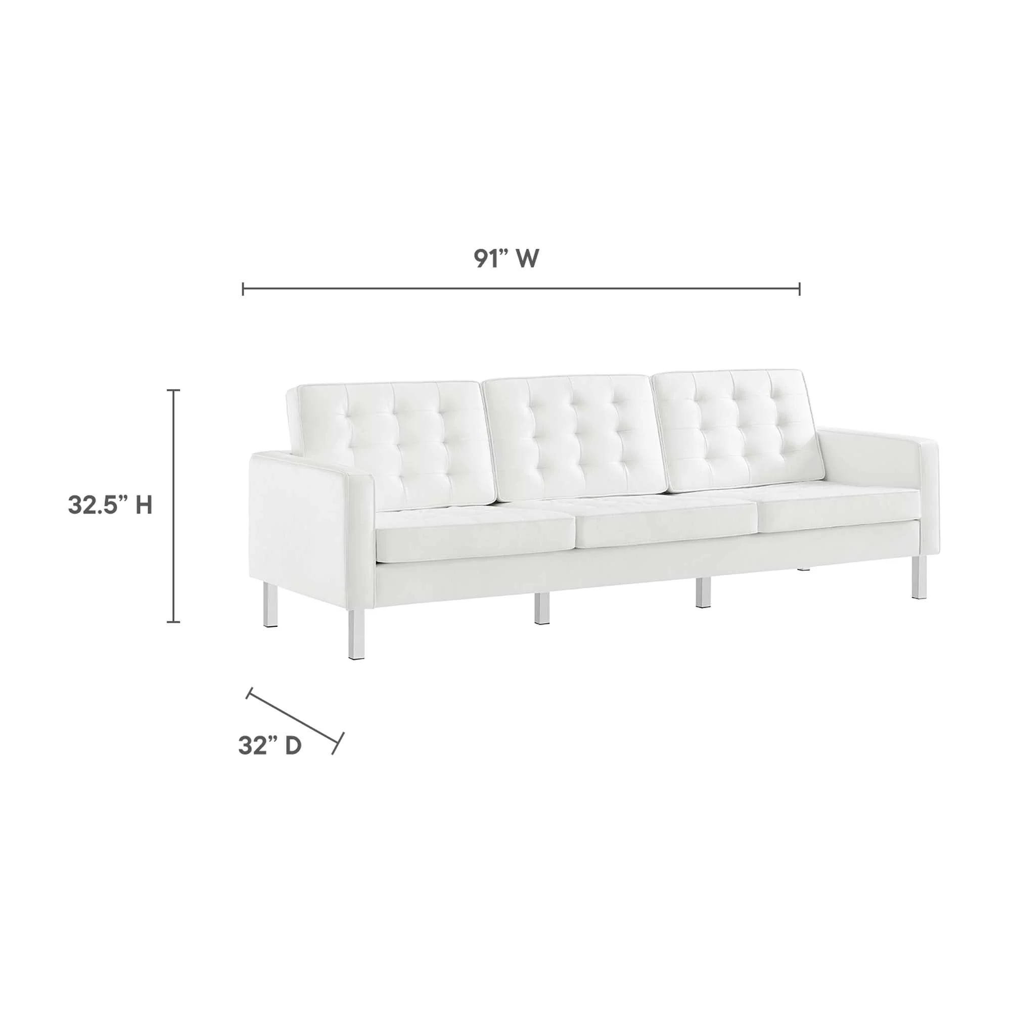 2 Piece 119" Tufted Vegan Leather Sofa and Ottoman Set - Image 13