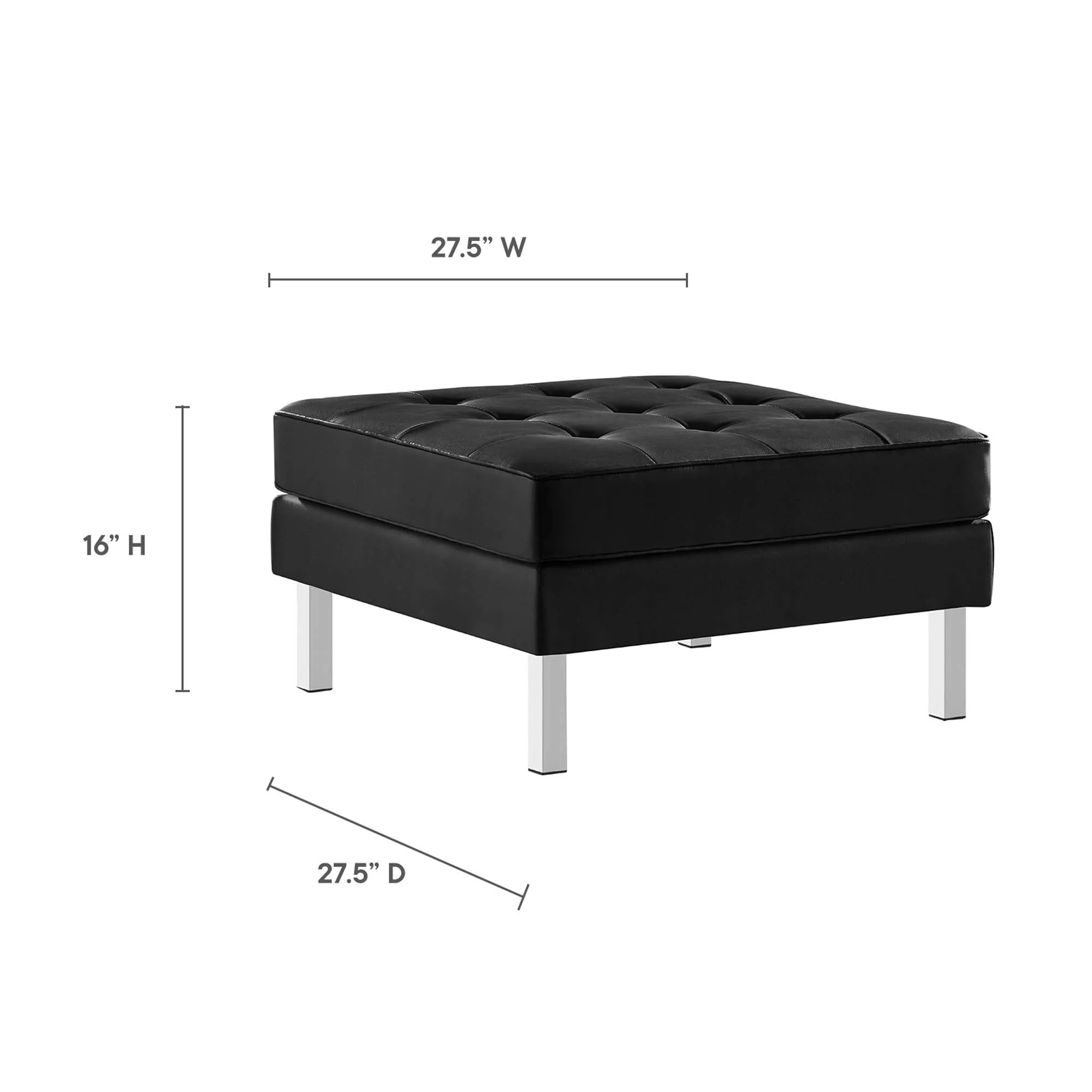 2 Piece 119" Tufted Vegan Leather Sofa and Ottoman Set - Image 4