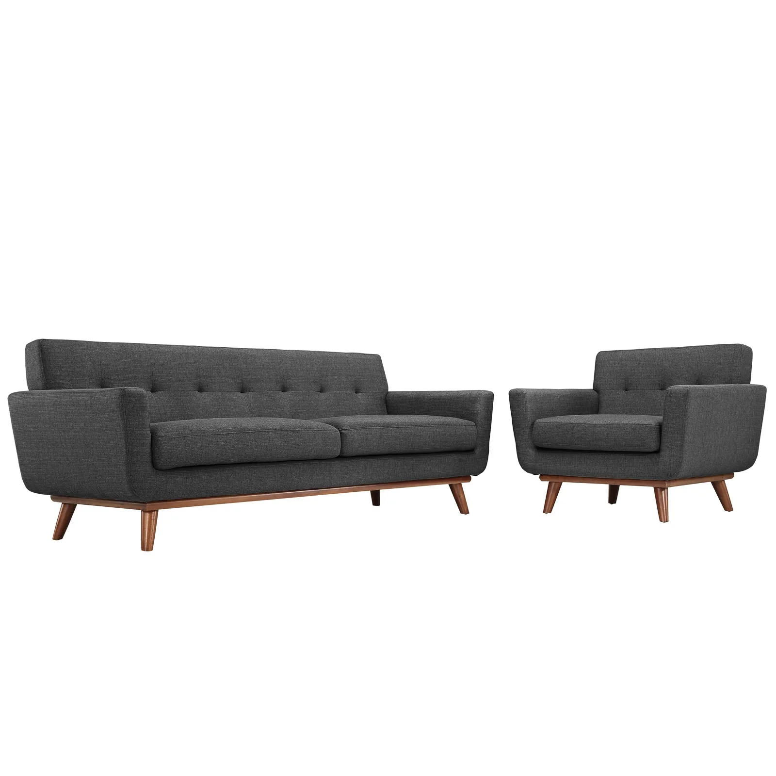2 Piece 123" Gently Sloping Curved Upholstered Armchair and Sofa Set - Image 13
