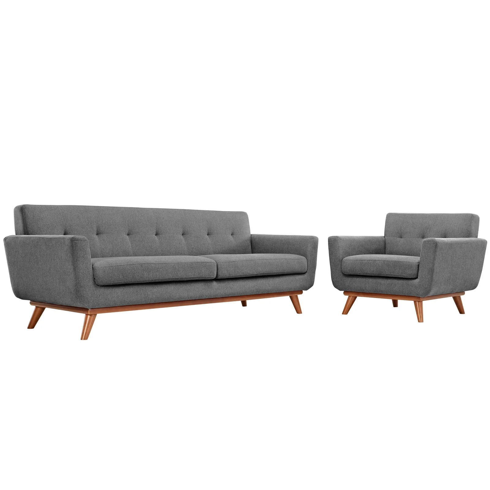 2 Piece 123" Gently Sloping Curved Upholstered Armchair and Sofa Set - Image 19