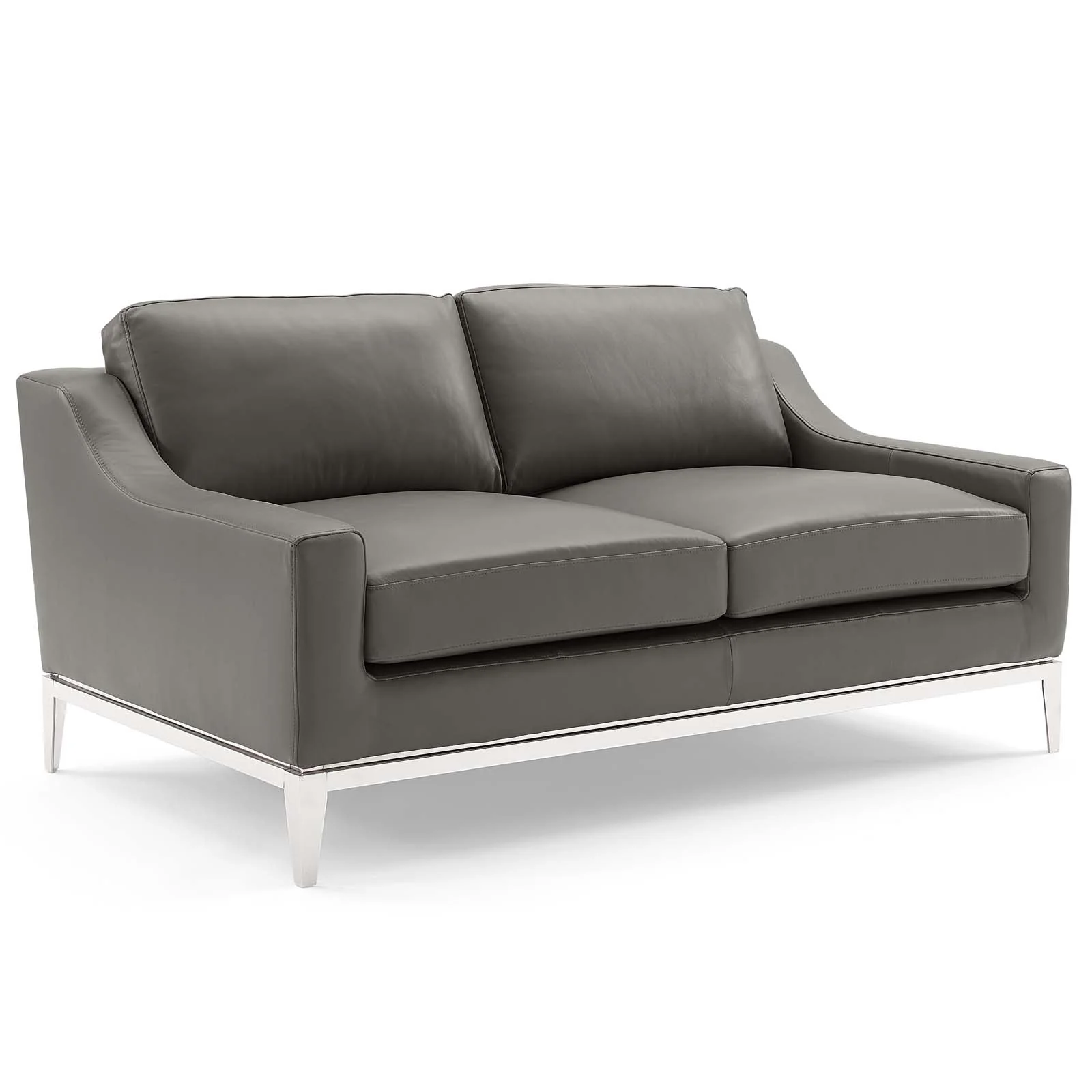 2 Piece 123" Stainless Steel Base Leather Sofa and Loveseat Set - Image 3