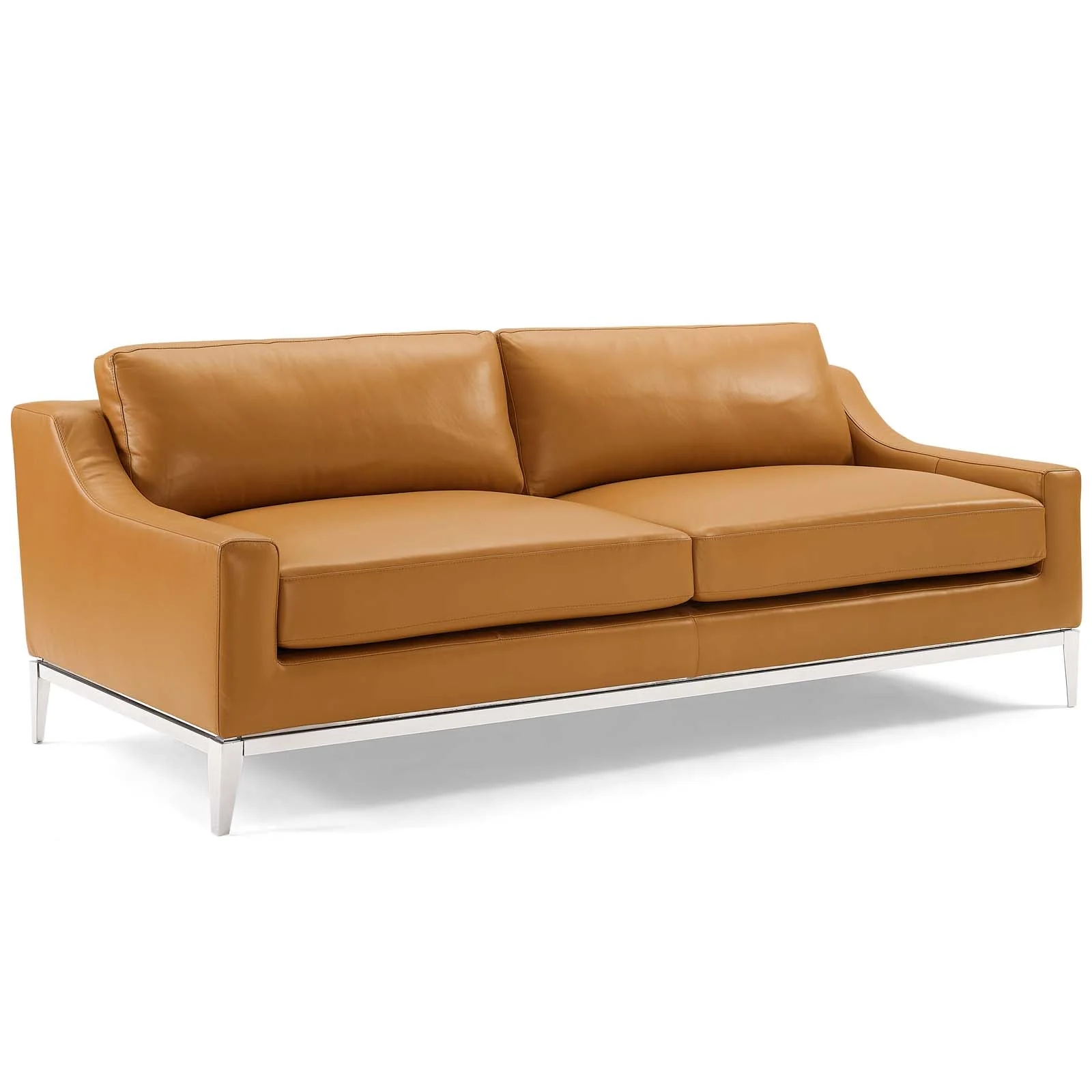 2 Piece 123" Stainless Steel Base Leather Sofa and Loveseat Set - Image 8