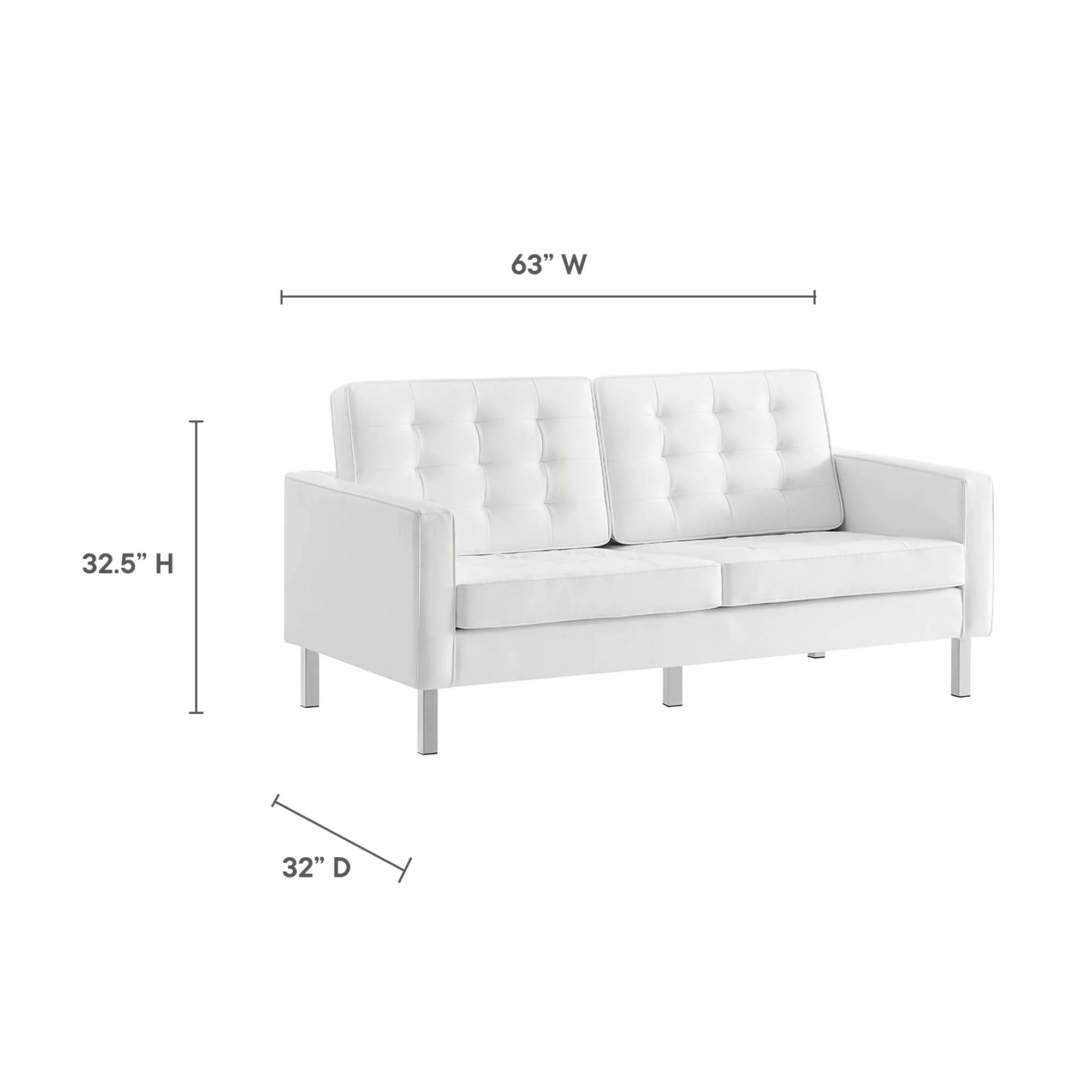 2 Piece 123" Tufted Vegan Leather Sofa and Loveseat Set - Image 12