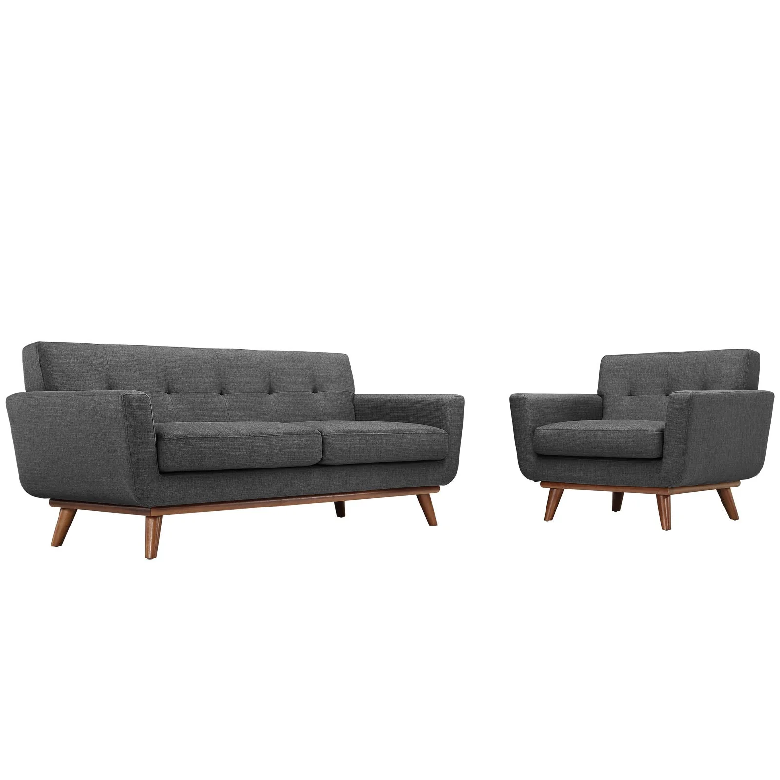 2 Piece 73" Gently Sloping Curved Upholstered Armchair and Loveseat Set - Image 7