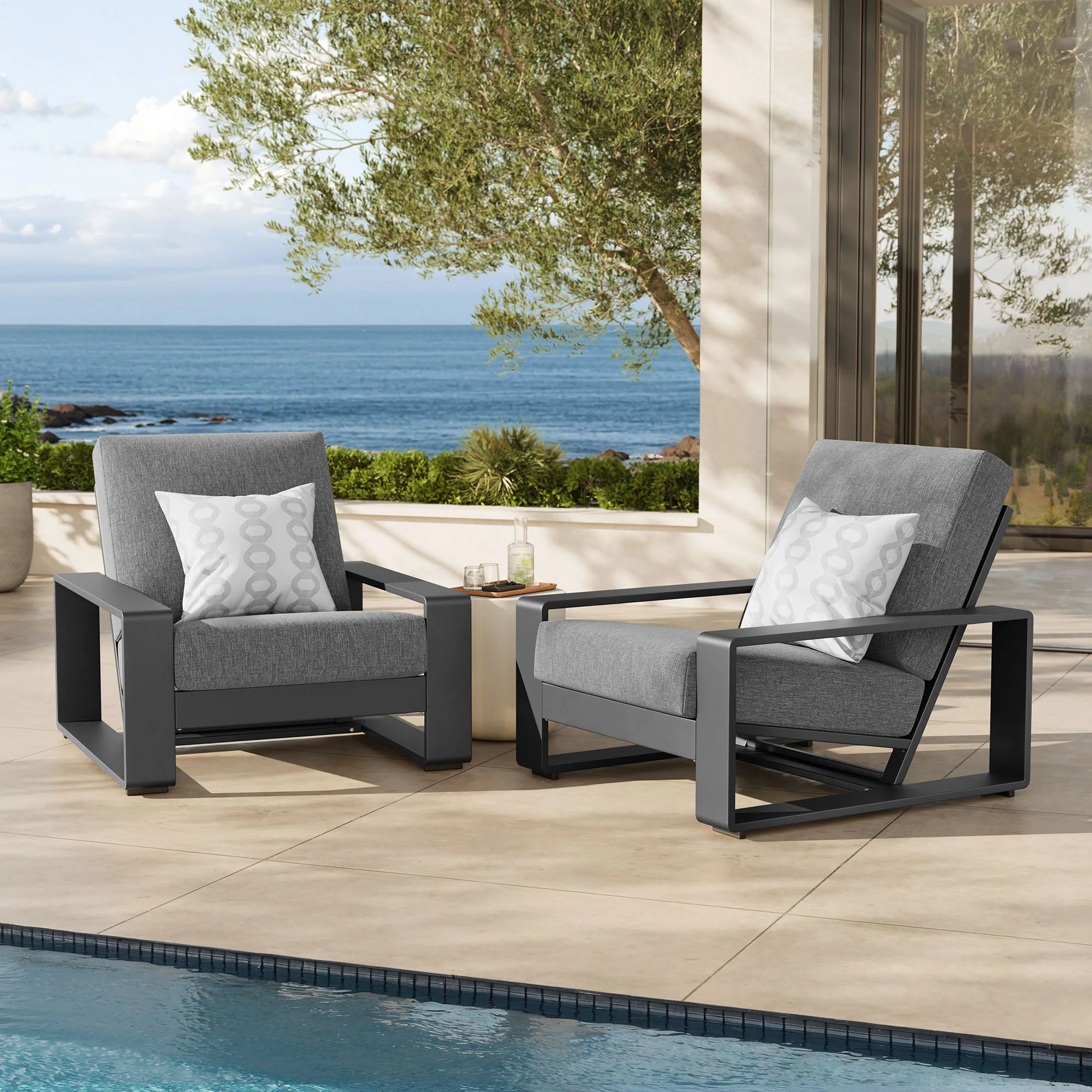 2-Piece Aluminum Outdoor Armchair Set for Patio, Deck and Garden Seating - Image 6