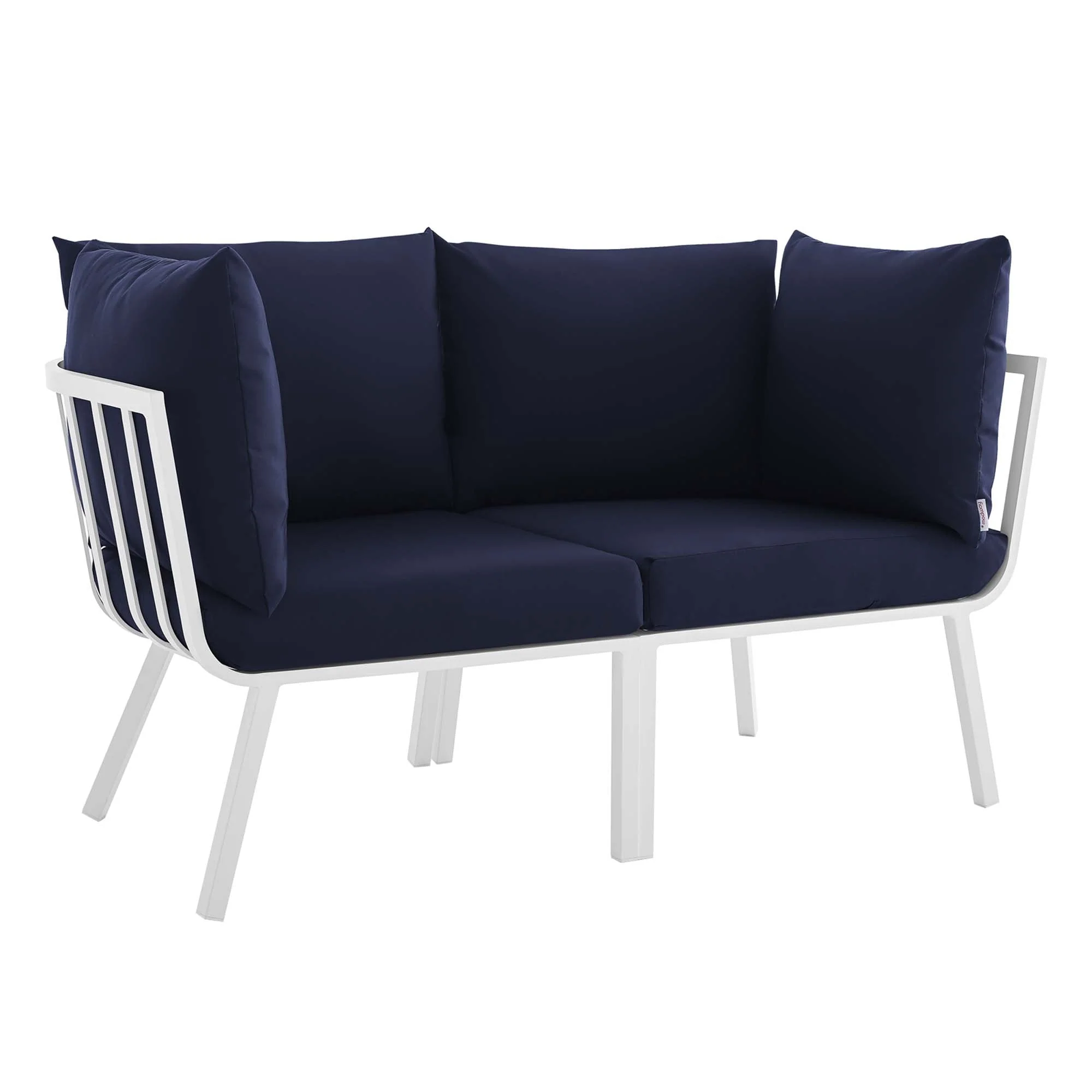 2-Piece Aluminum Patio Loveseat with Cushions, Weather-Resistant Outdoor Seating Set
