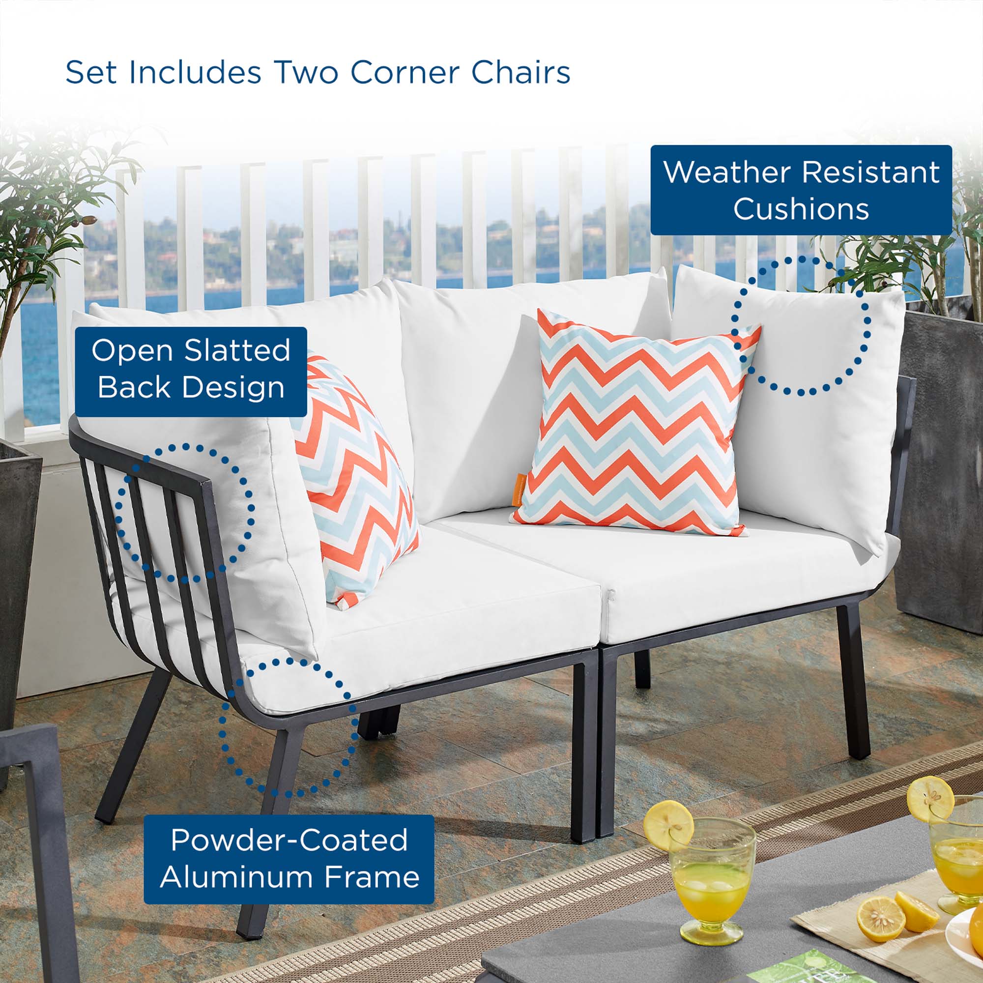 2-Piece Aluminum Patio Loveseat with Cushions, Weather-Resistant Outdoor Seating Set - Image 24