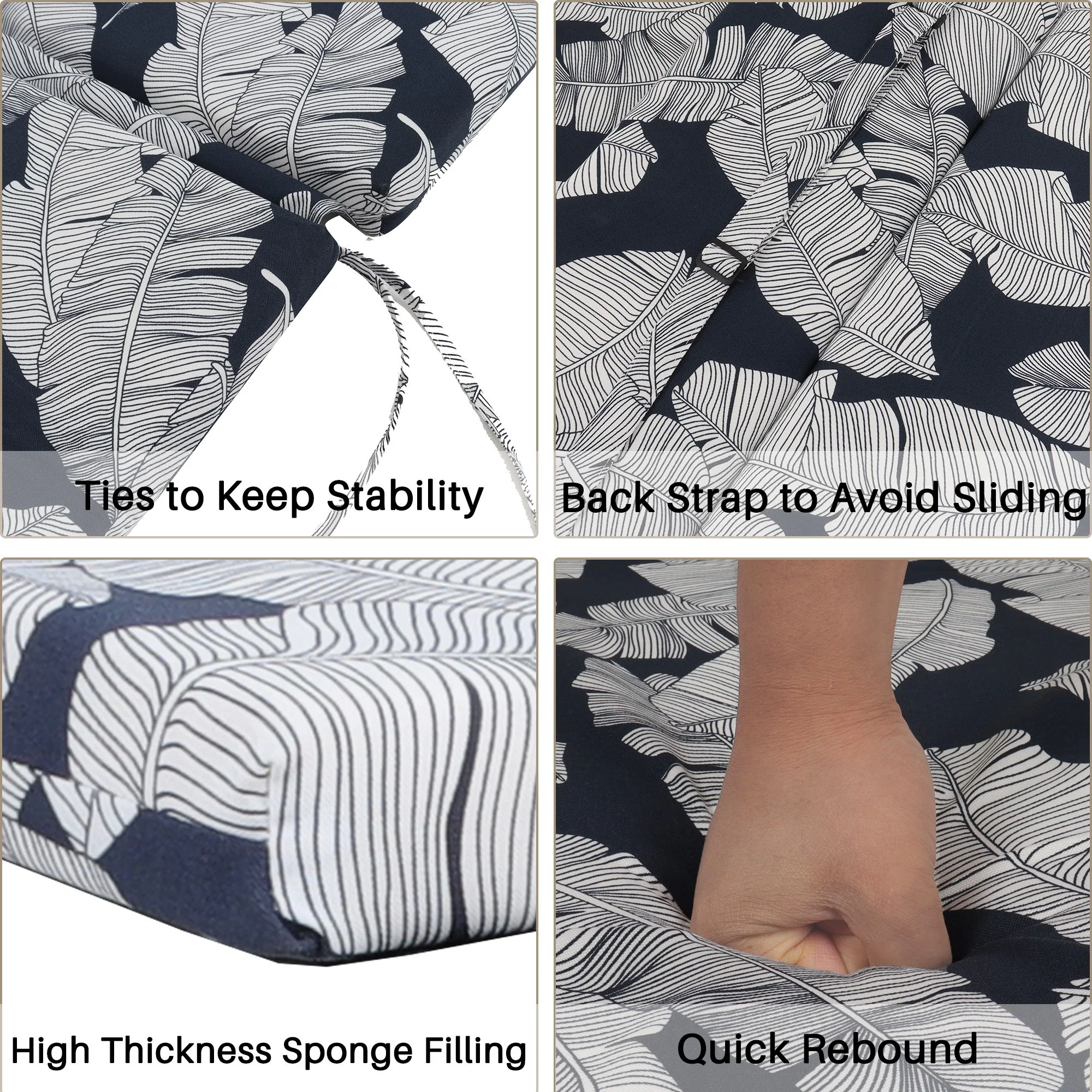 2 Piece Chaise Lounge Chair Cushion Set With Ties - Image 12