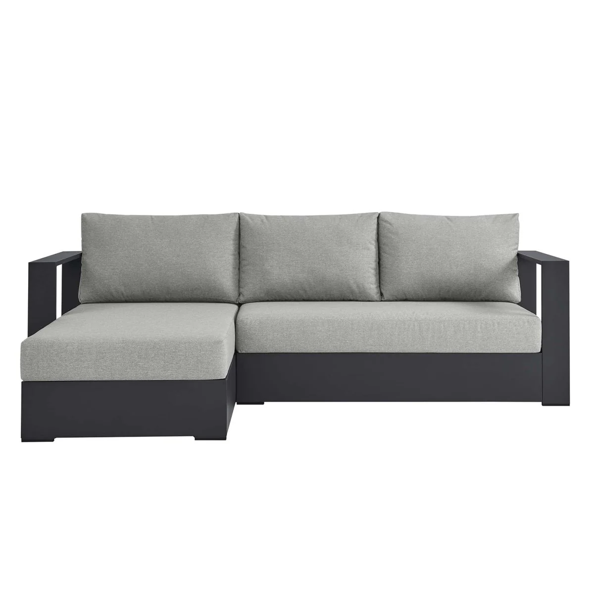 2-Piece Gray Aluminum Outdoor Patio Chaise Sectional with Cushions for Outdoor Living - Image 13