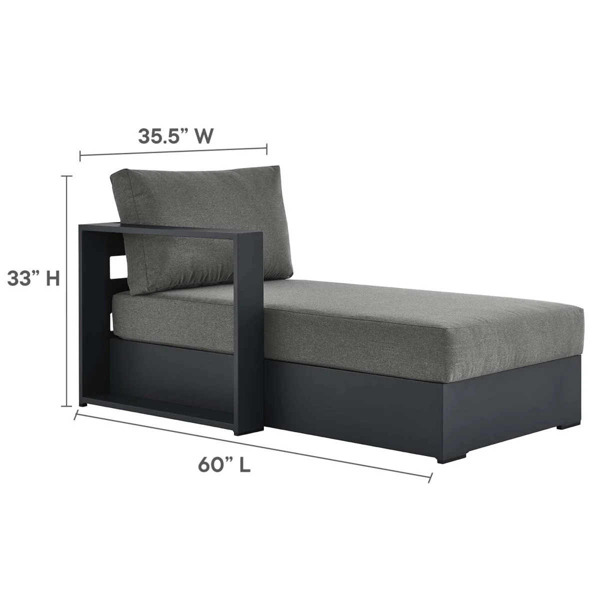 2-Piece Gray Aluminum Outdoor Patio Chaise Sectional with Cushions for Outdoor Living - Image 17