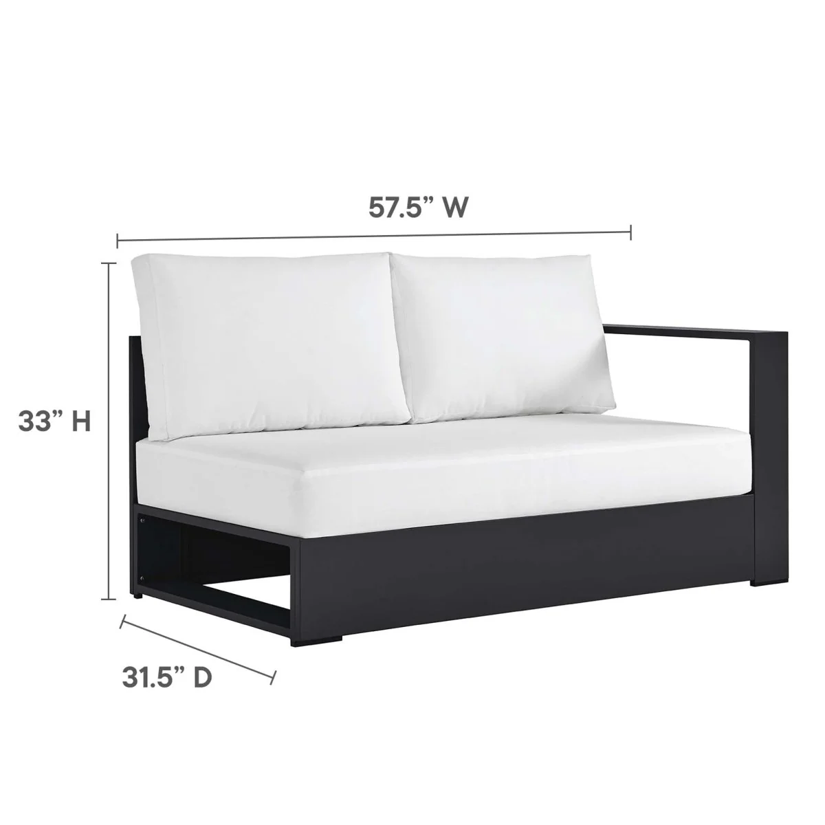 2-Piece Gray Aluminum Outdoor Patio Chaise Sectional with Cushions for Outdoor Living - Image 4